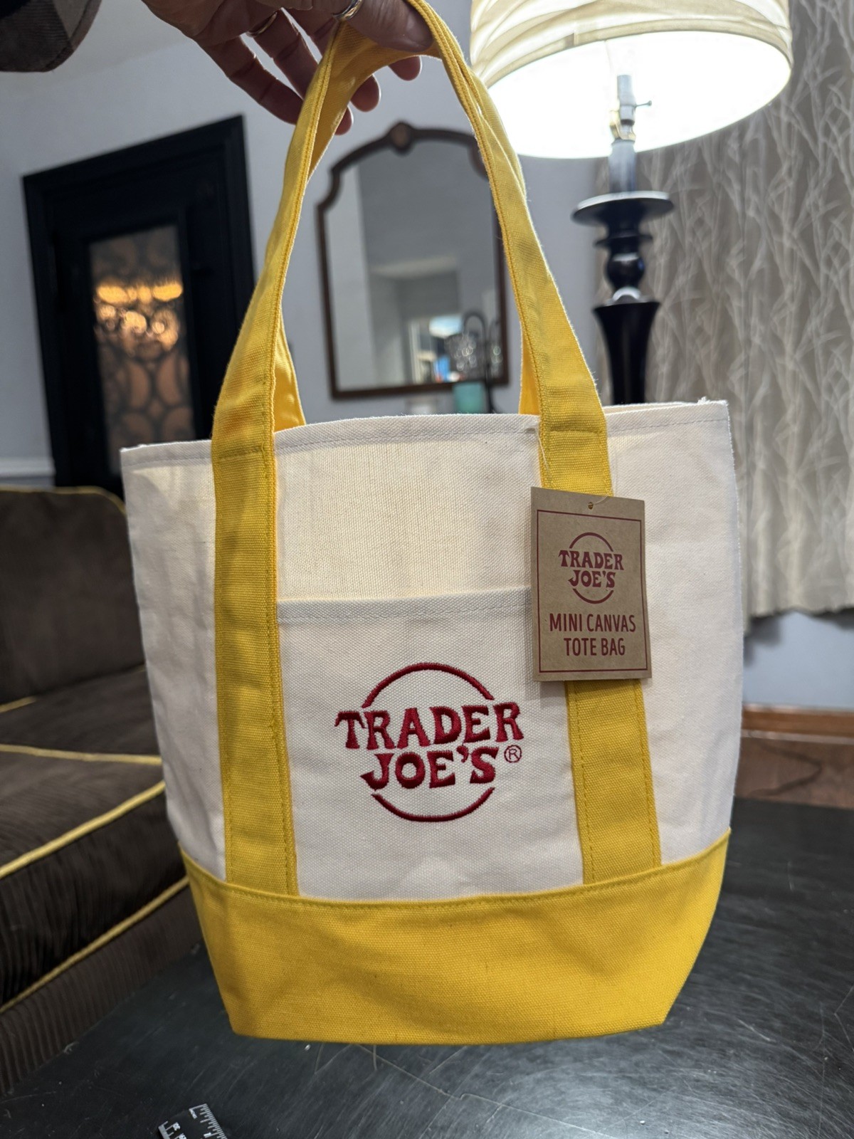 Trader Joe’s – Mini Canvas Tote Bag – Yellow – Holiday 2025 – Limited Edition