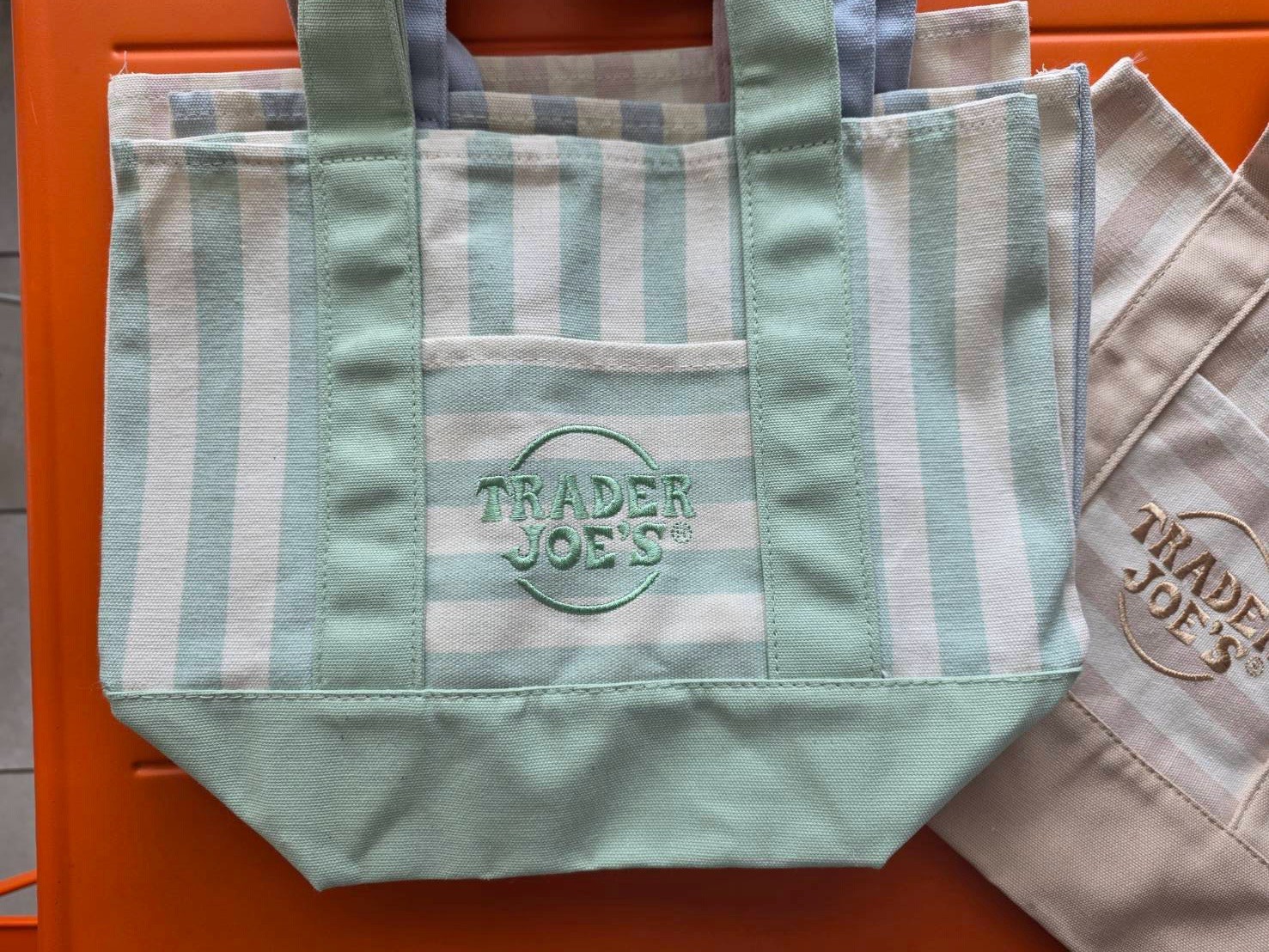 Trader Joe’s Striped Mini Canvas Tote Bag Lot 4 Multicolor 13x11x6 Small