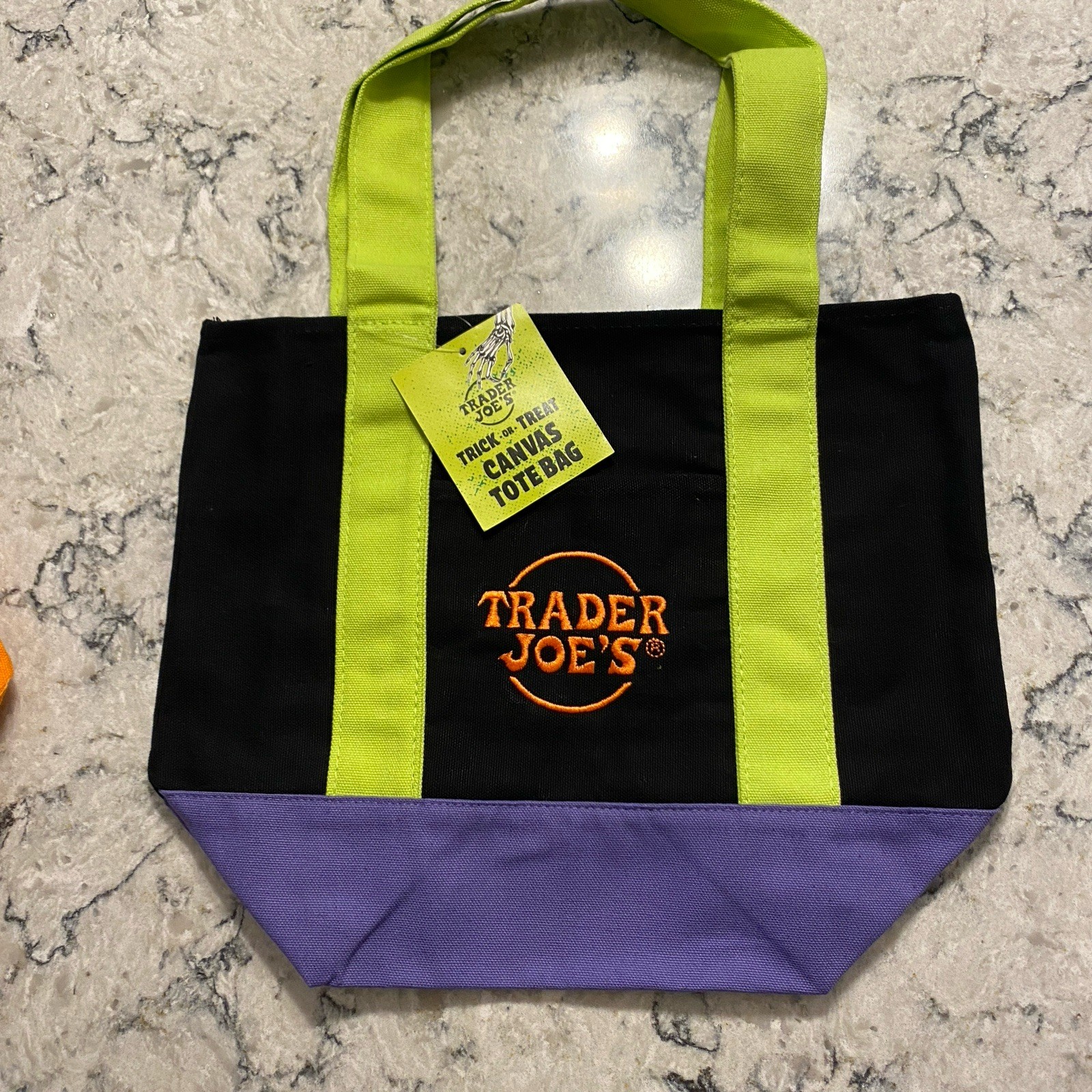 Trader Joe’s Mini Halloween Canvas Tote Bag Set Of 4 Orange Black Purple NWT