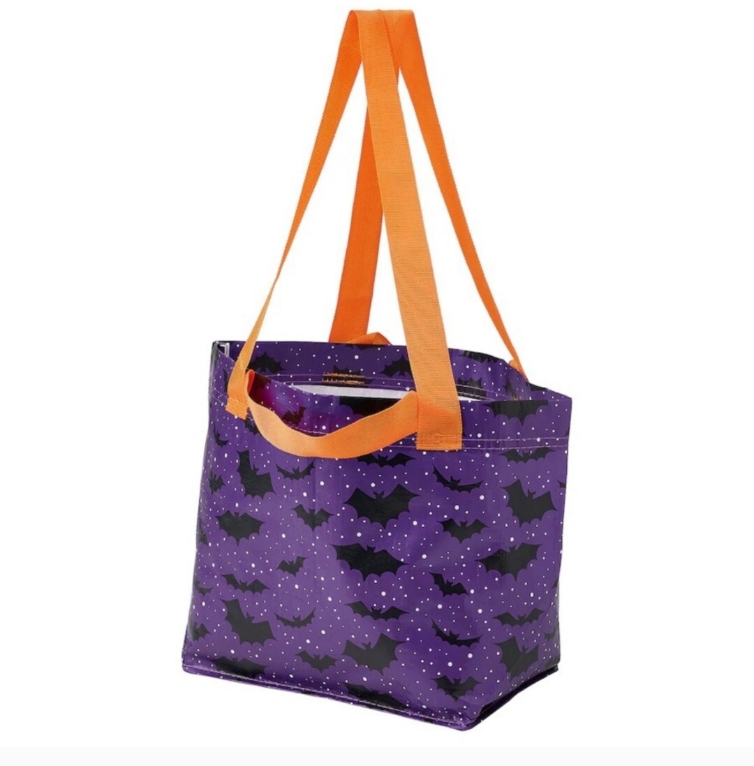 HÖSTAGILLE KUSTFYR Bag, Lilac Purple, Bats Pattern 10 ¾x7x10 ¾” – 3 gallon