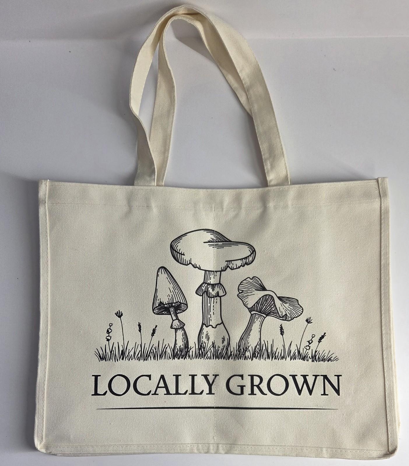 NWOT Locally Grown Mushroom Canvas Tote Bag 14×18” Crunchy Cottagecore Foraging