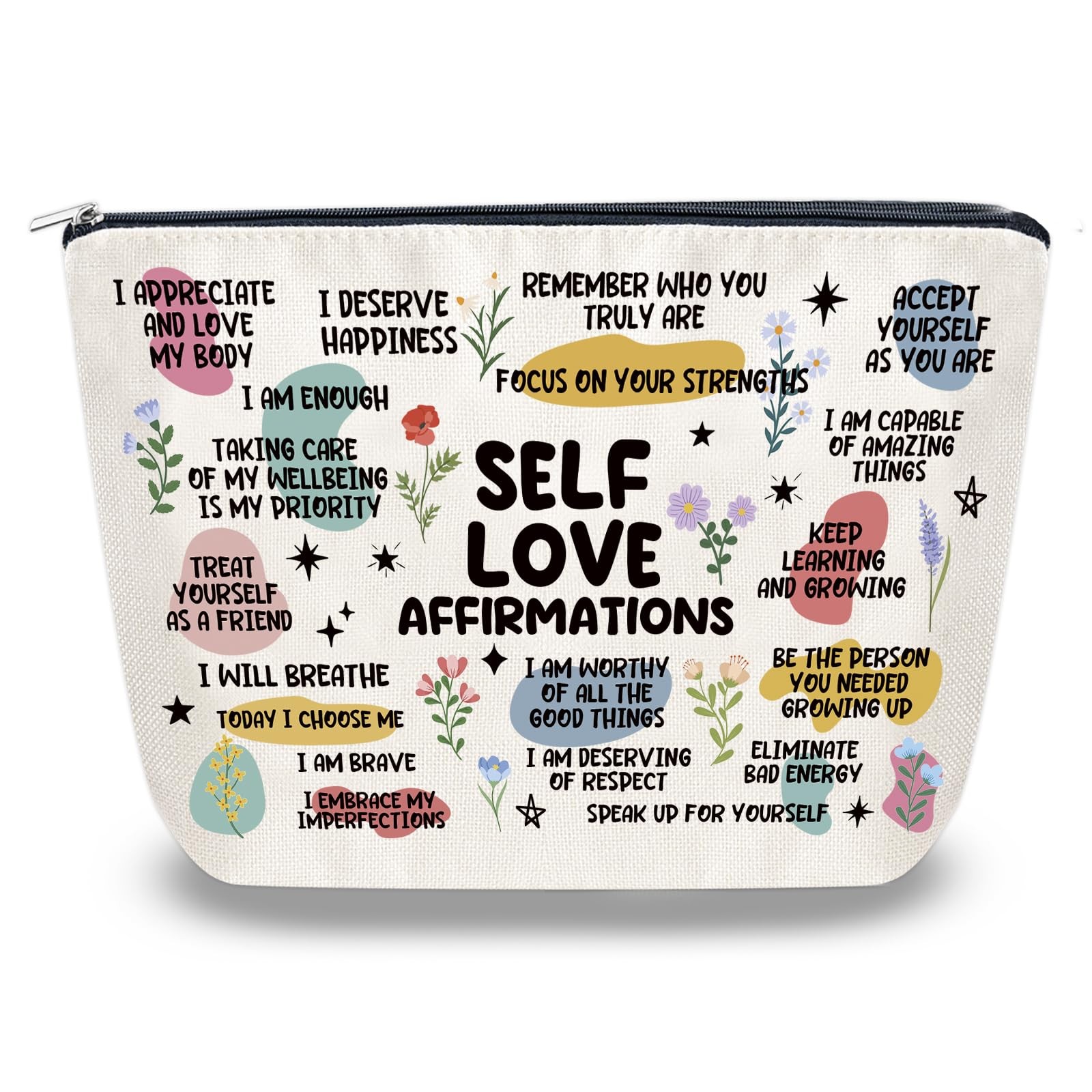 Sugchairo Self Love Gifts Positive Affirmations Makeup Bag White