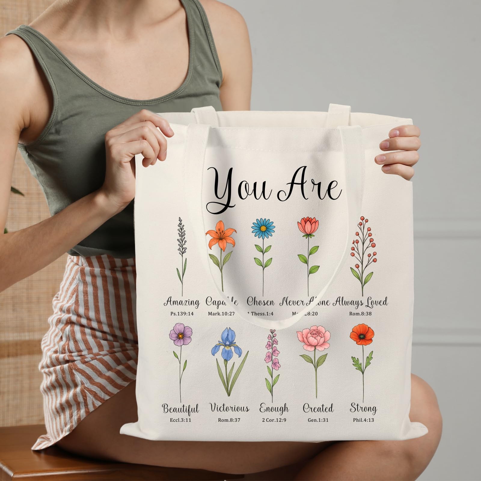 Christian Gifts for Baptism Easter Basket Stuffers Bible Tote Bag Scripture C…