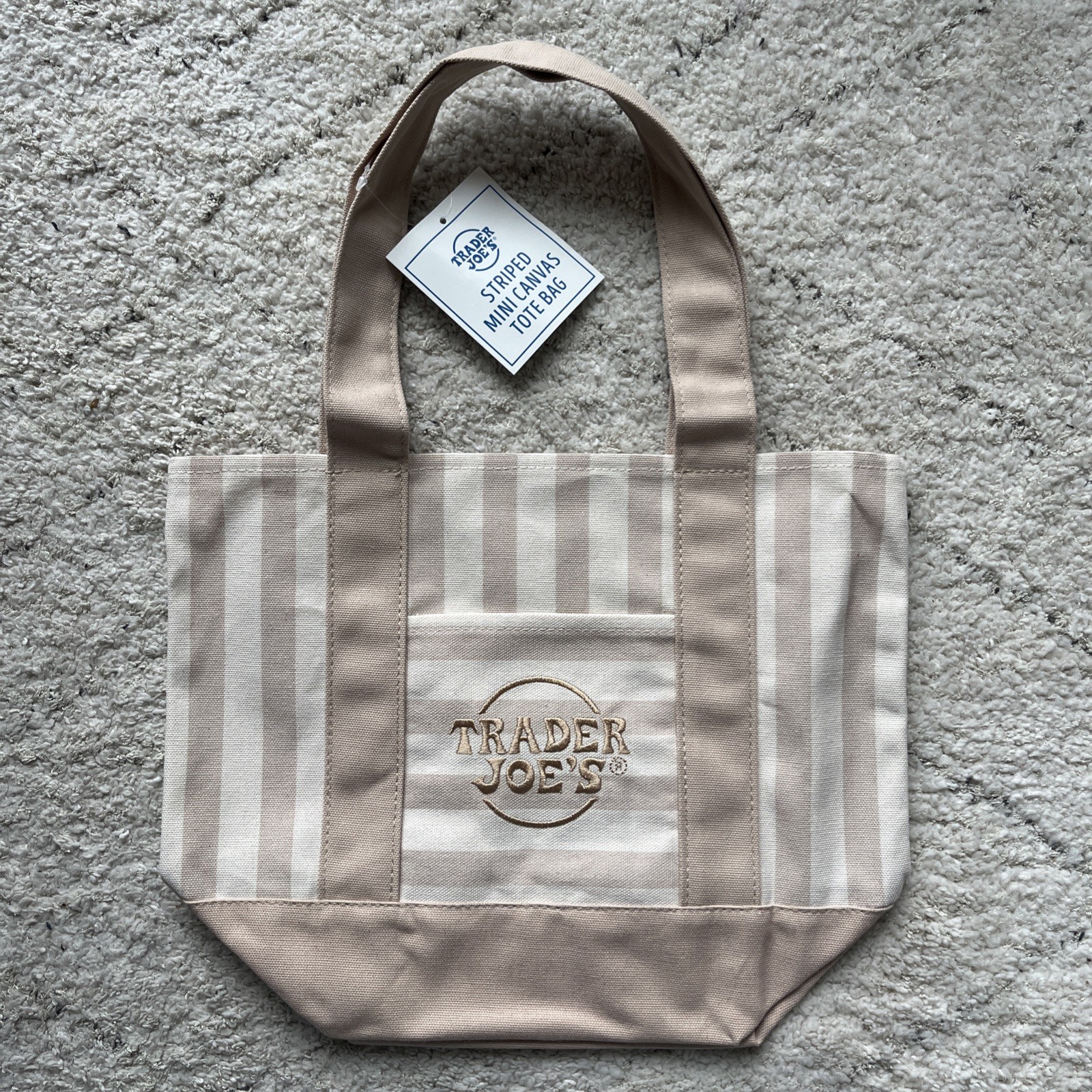 Trader Joe’s Mini Brown Stripe Tote Bag. (NEW)