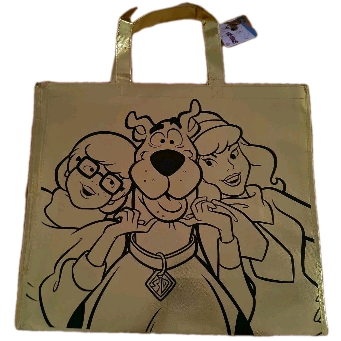 Scooby Doo Daphne Velma Reusable Gold Foil Jumbo Shopping Gift Bag with Handle