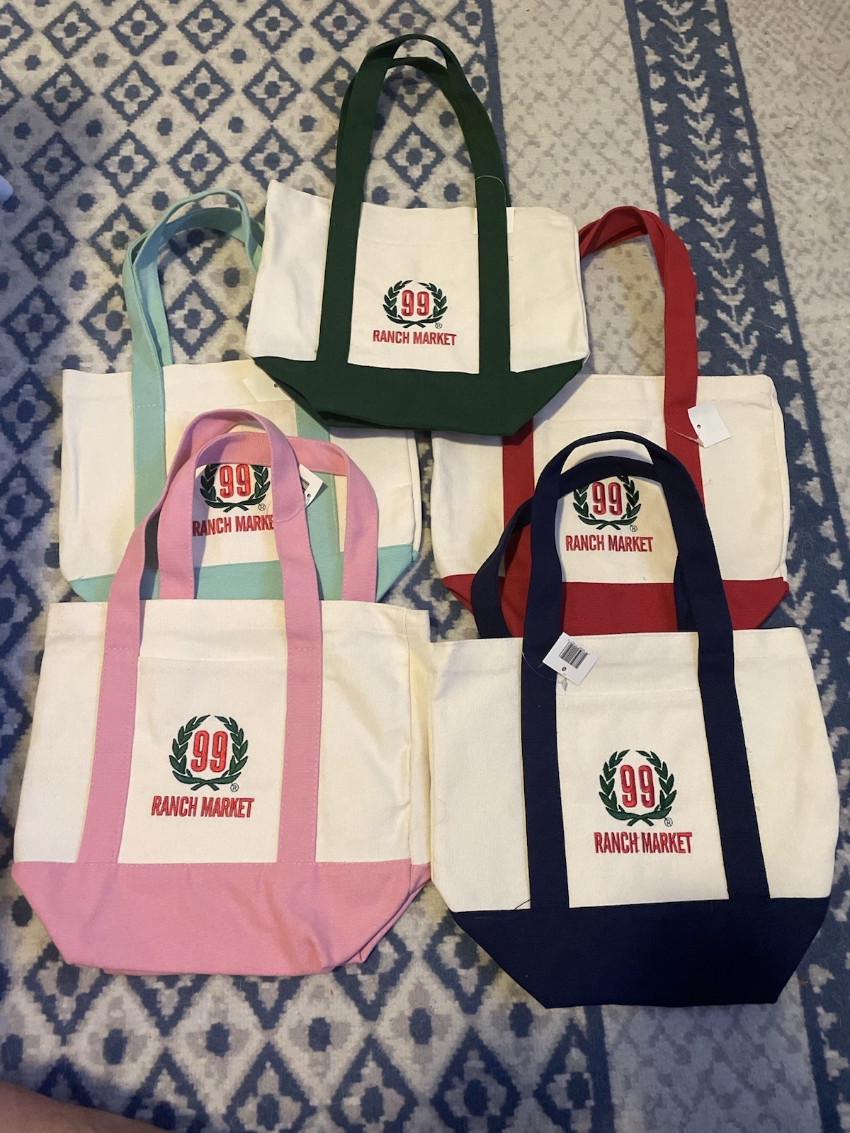 99 Ranch Market Mini Tote Bag Set of 5 Canvas reusable shopper Limited Edition