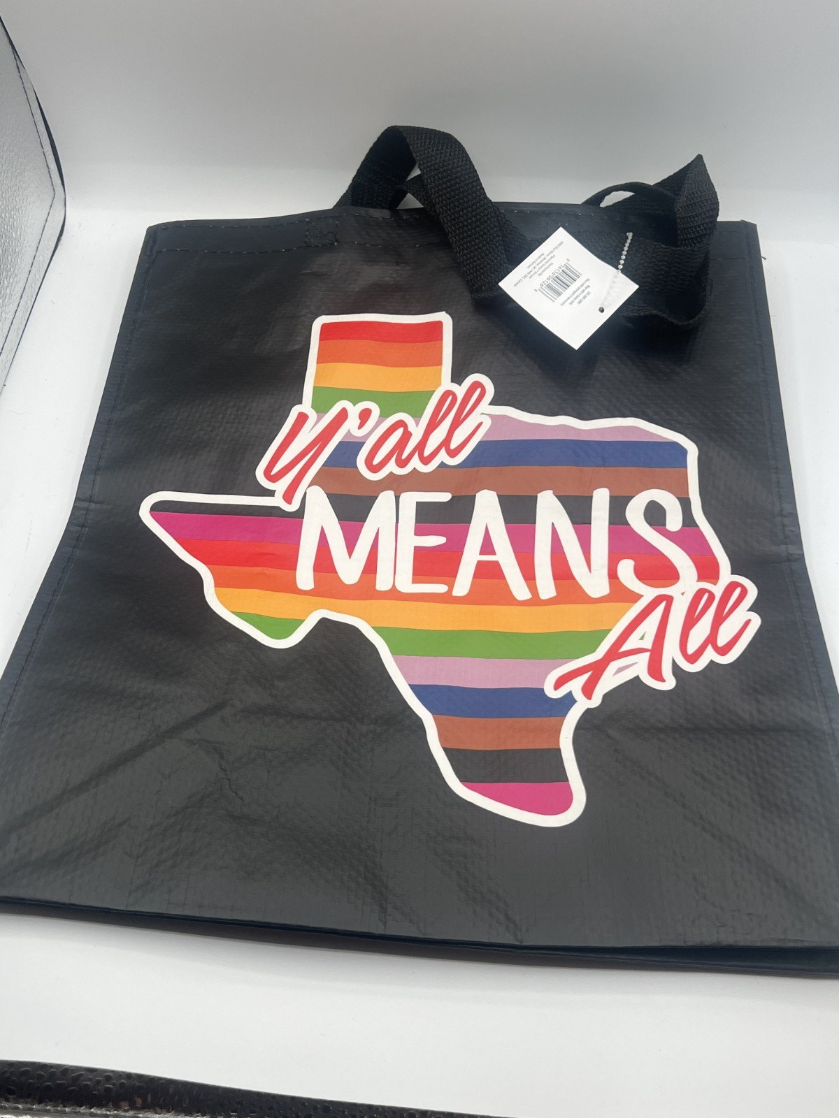 LGBTQ Y’ALL MEANS ALL Reusable Tote Shopping Bag 14 x 15.5 Pride Texas HEB