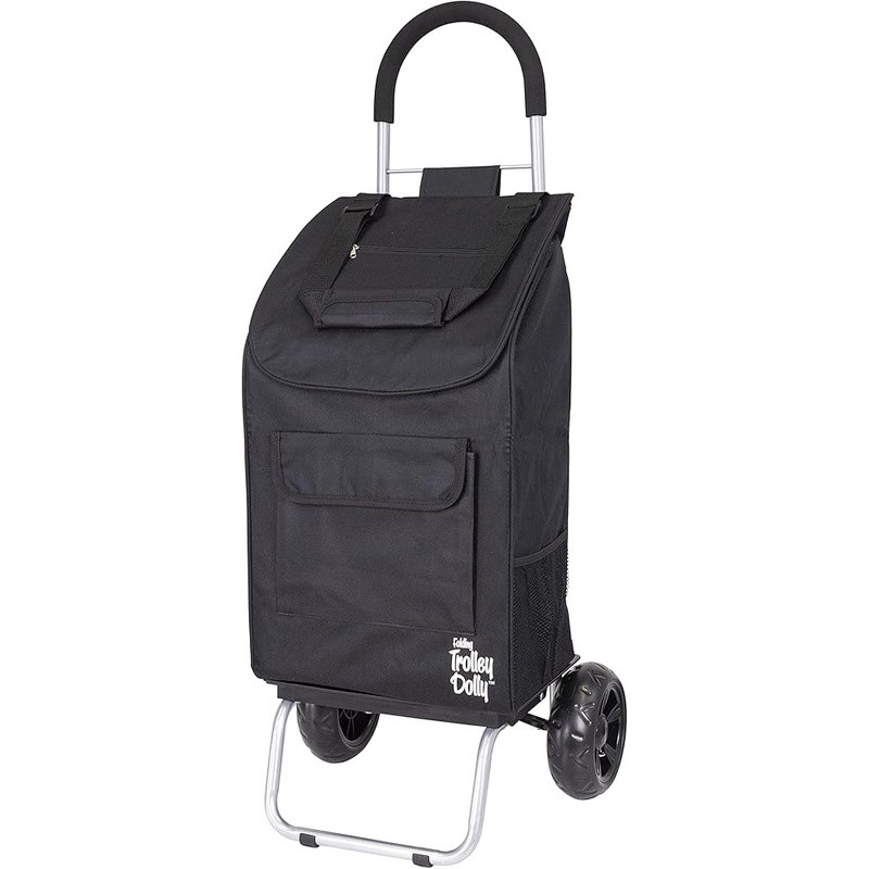 Oversized Wheels Folding Shopping Tote W/ Removable Bag & Beverage Holder New
