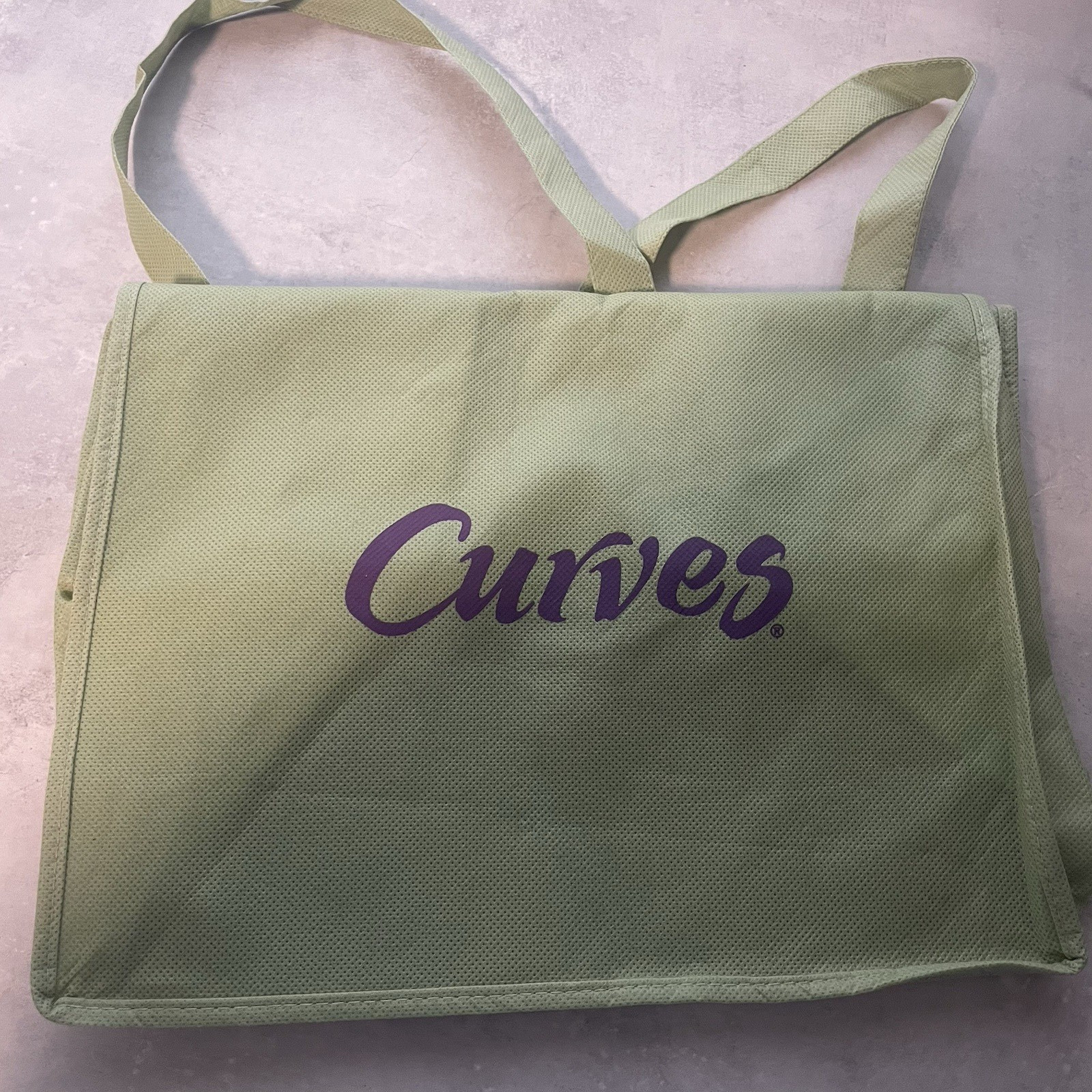 Curves Tote Bag Green Purple Reusable Shopping Bag Handles Eco Large RARE Ladies
