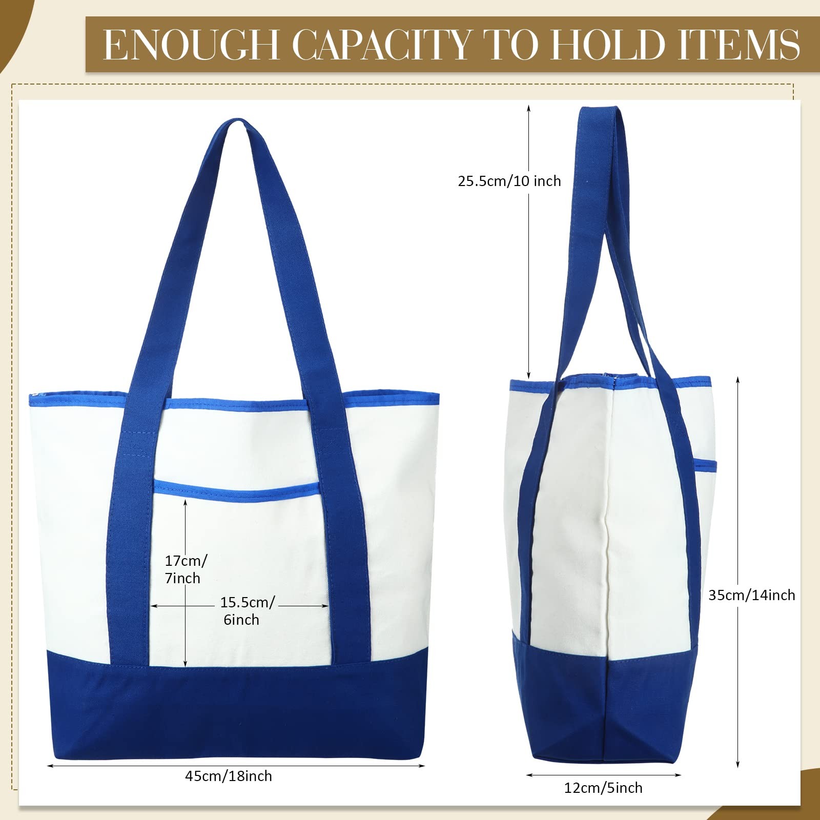 Reginary 16 Pcs Canvas Tote Bags Bulk with Outer Pocket 18 Inch Reusable Shop…