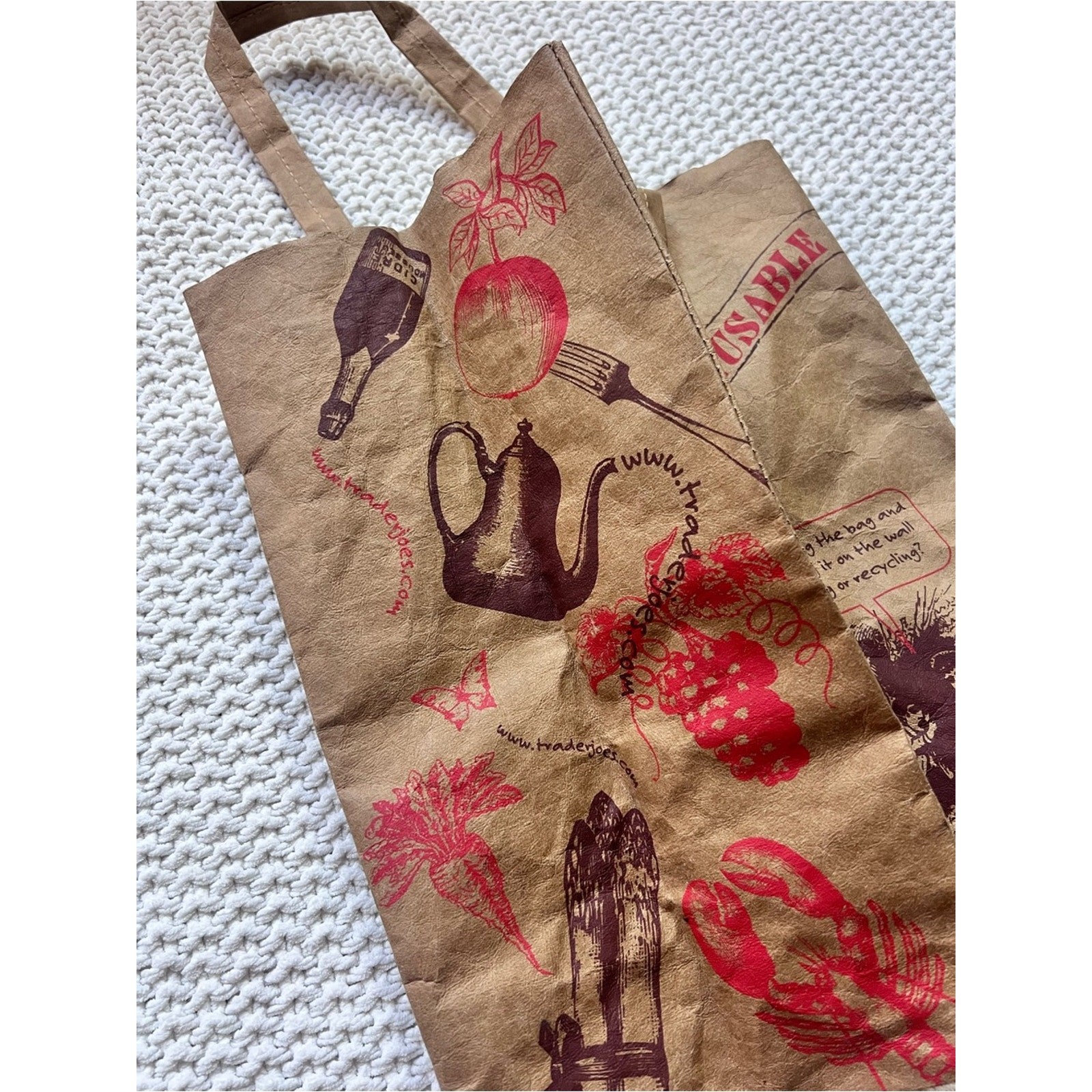 Trader Joe’s Brown Washable Bag Tote Rare Discontinued Classic