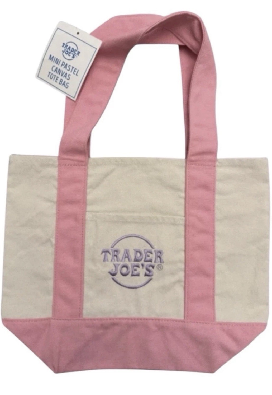 Trader Joe’s Mini Canvas Tote Bag Pastel Pink Green Blue Lavender 4 Set 🛍️💜