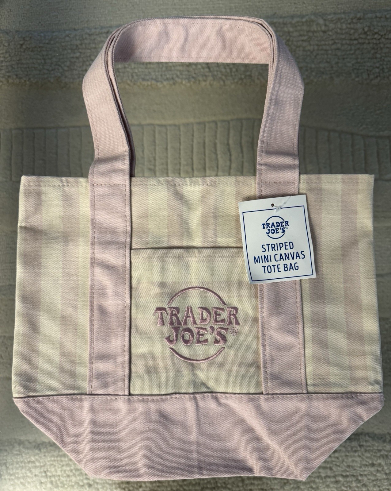 Trader Joes PINK Striped Mini Canvas Tote Bag Rare NWT 2026 Free Gift🎁Fast Ship