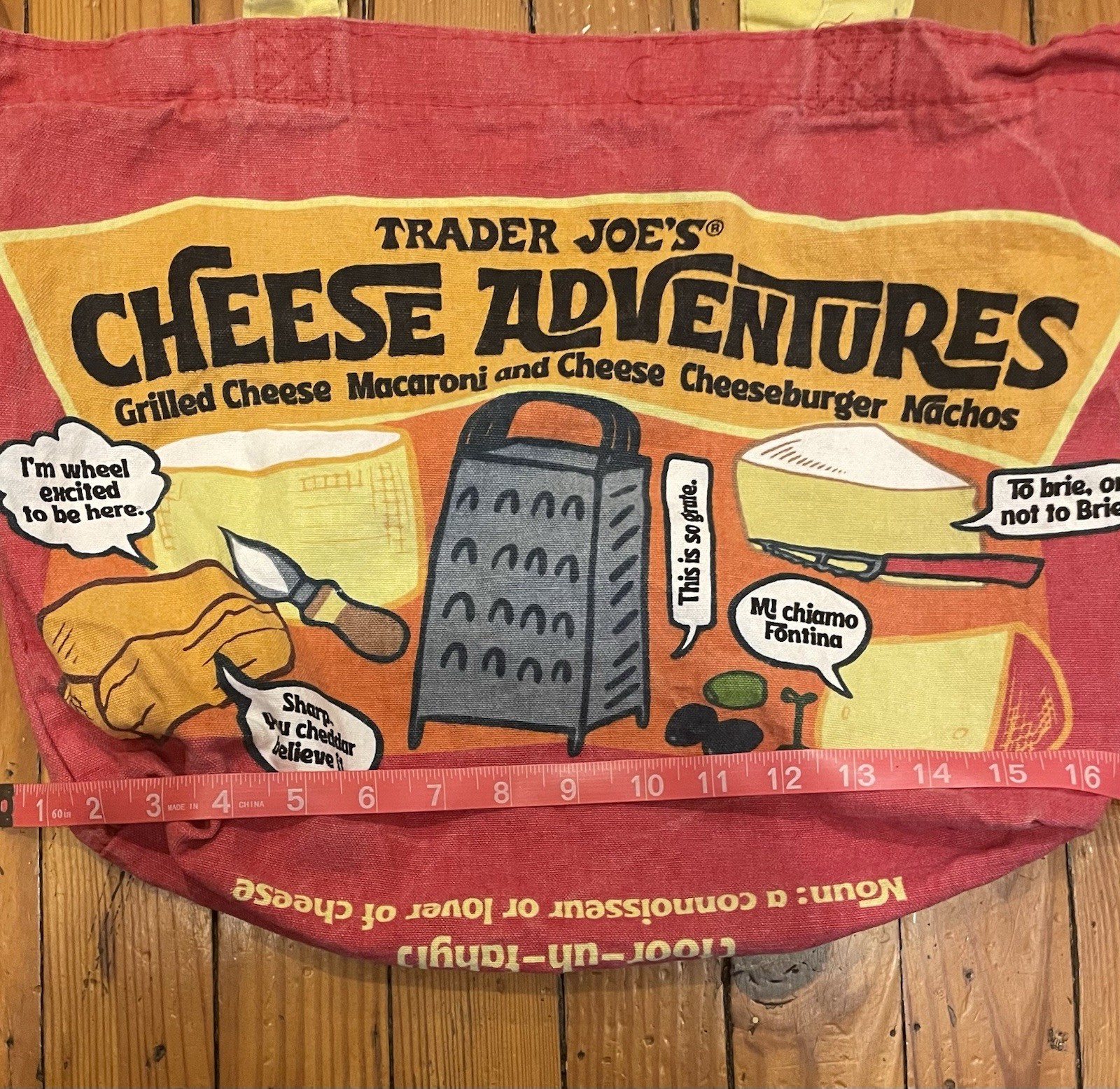 Trader Joe’s Cheese Adventures/Experience Reusable Red Canvas Tote Bag