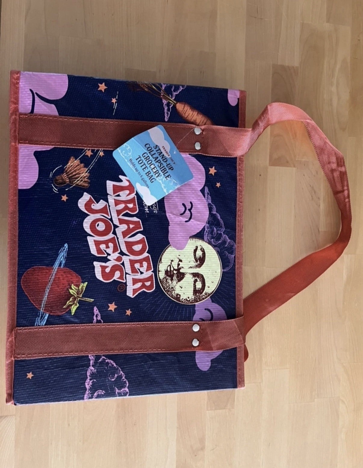 New Trader Joe’s Stand Up Collapsible Reusable Grocery Tote Shopping Bag