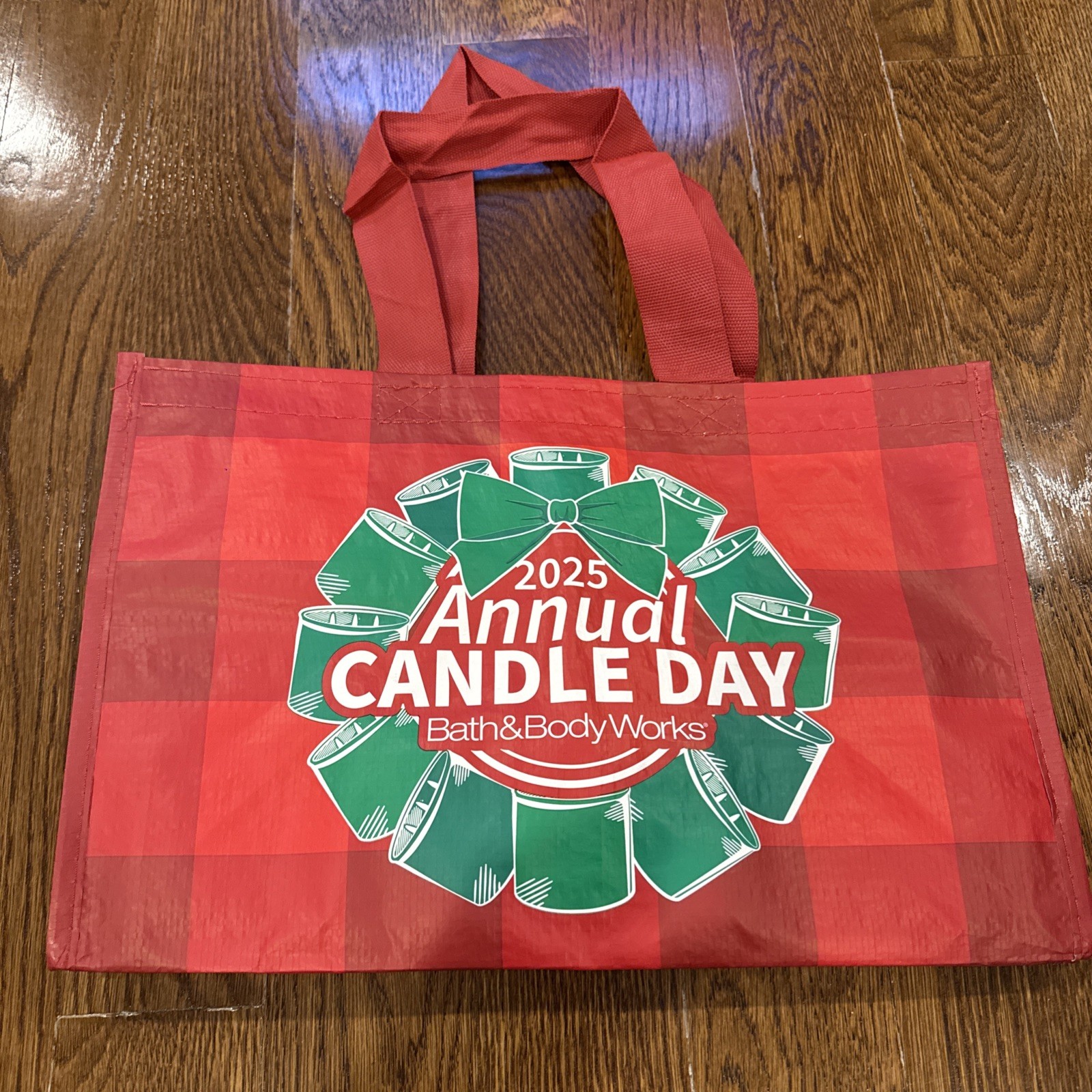 2025 Bath & Body Works Annual Candle Day Original Tote Reusable Red Green Bag