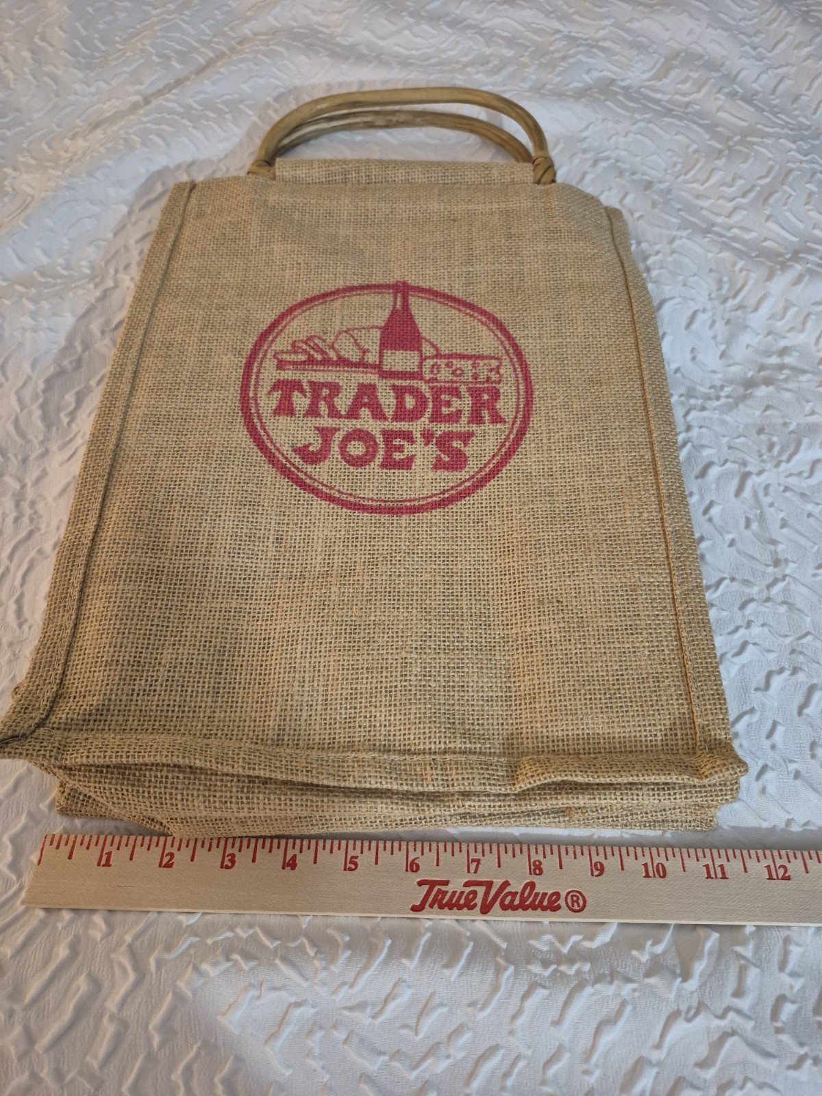 💥 TRADER JOE’S Reusable Jute WINE BAG 6 Bottle Beverage Tote RARE