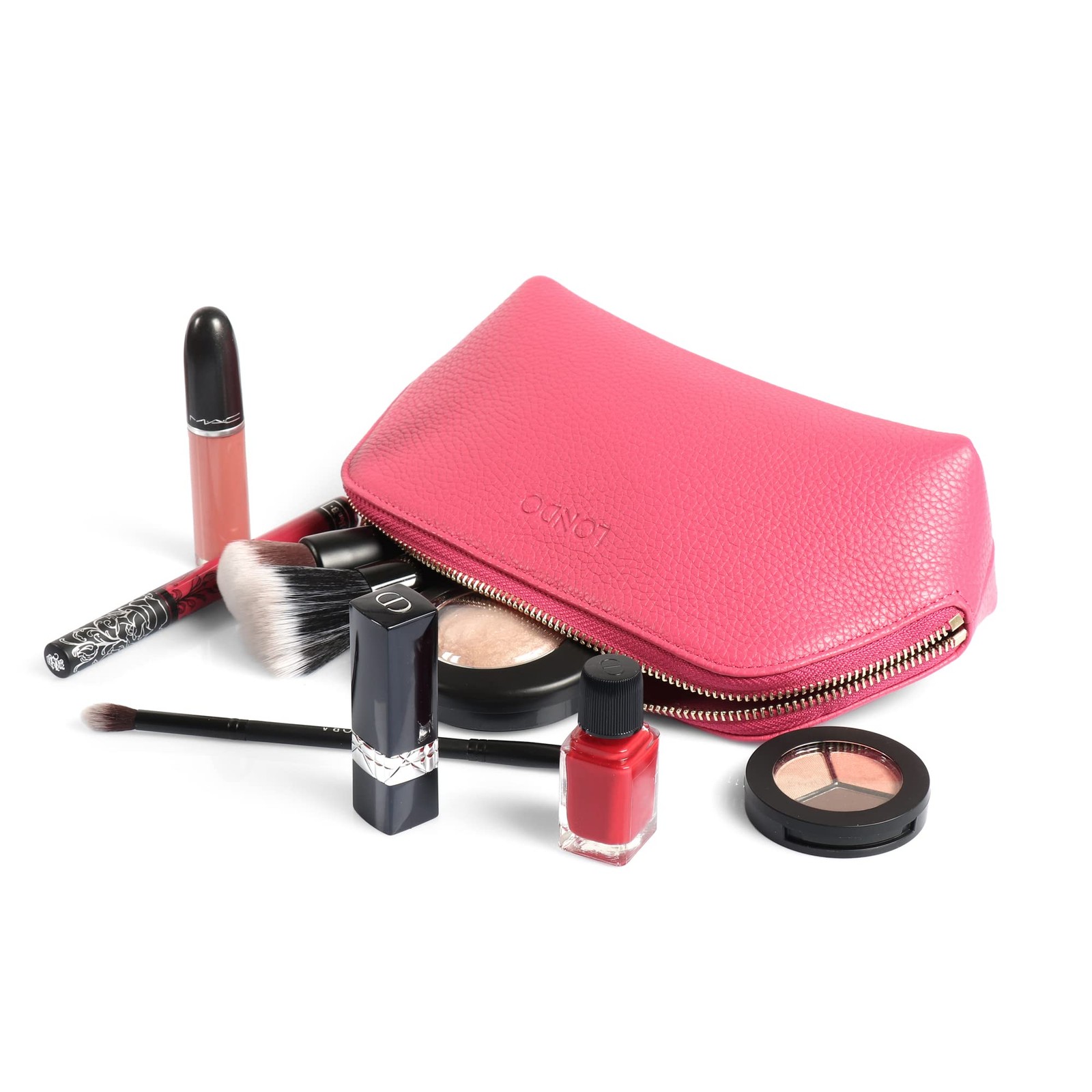 Londo Genuine Leather Makeup Bag Cosmetic Pouch Travel One Size, Pink
