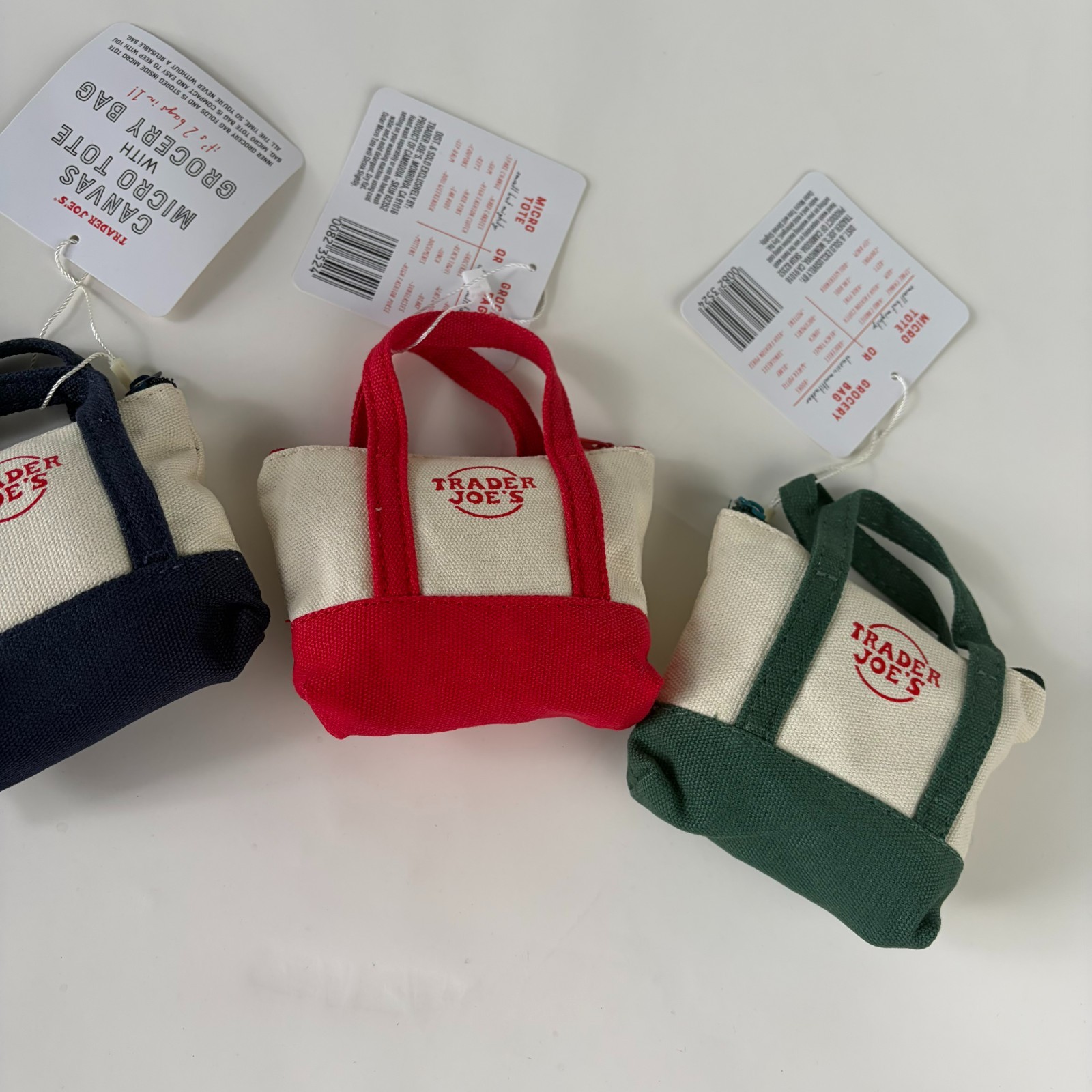 Set of 3 Trader Joe’s Canvas Micro Tote With Storage Bag 2025 Christmas Limited
