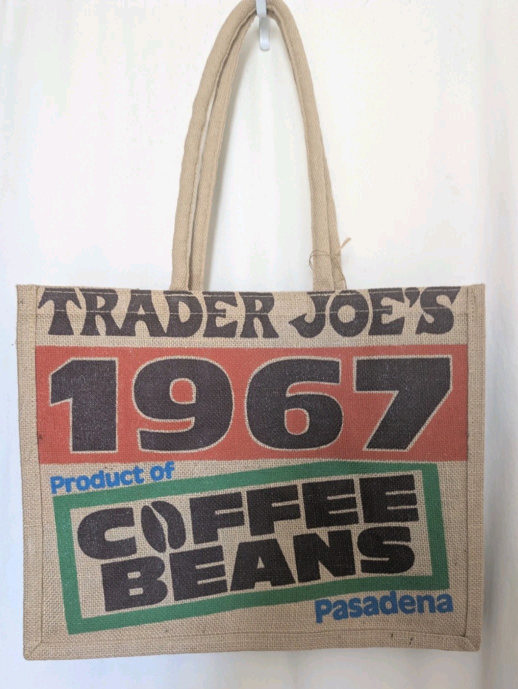 Trader Joe’s Authentic Jute Bag with Cotton Handle “Coffee Beans” NWT