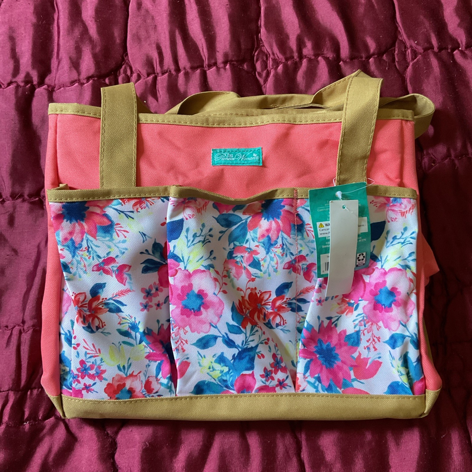 The Pioneer Woman Fresh Floral Garden Tote Bag w/ Pockets for Storing Essentials