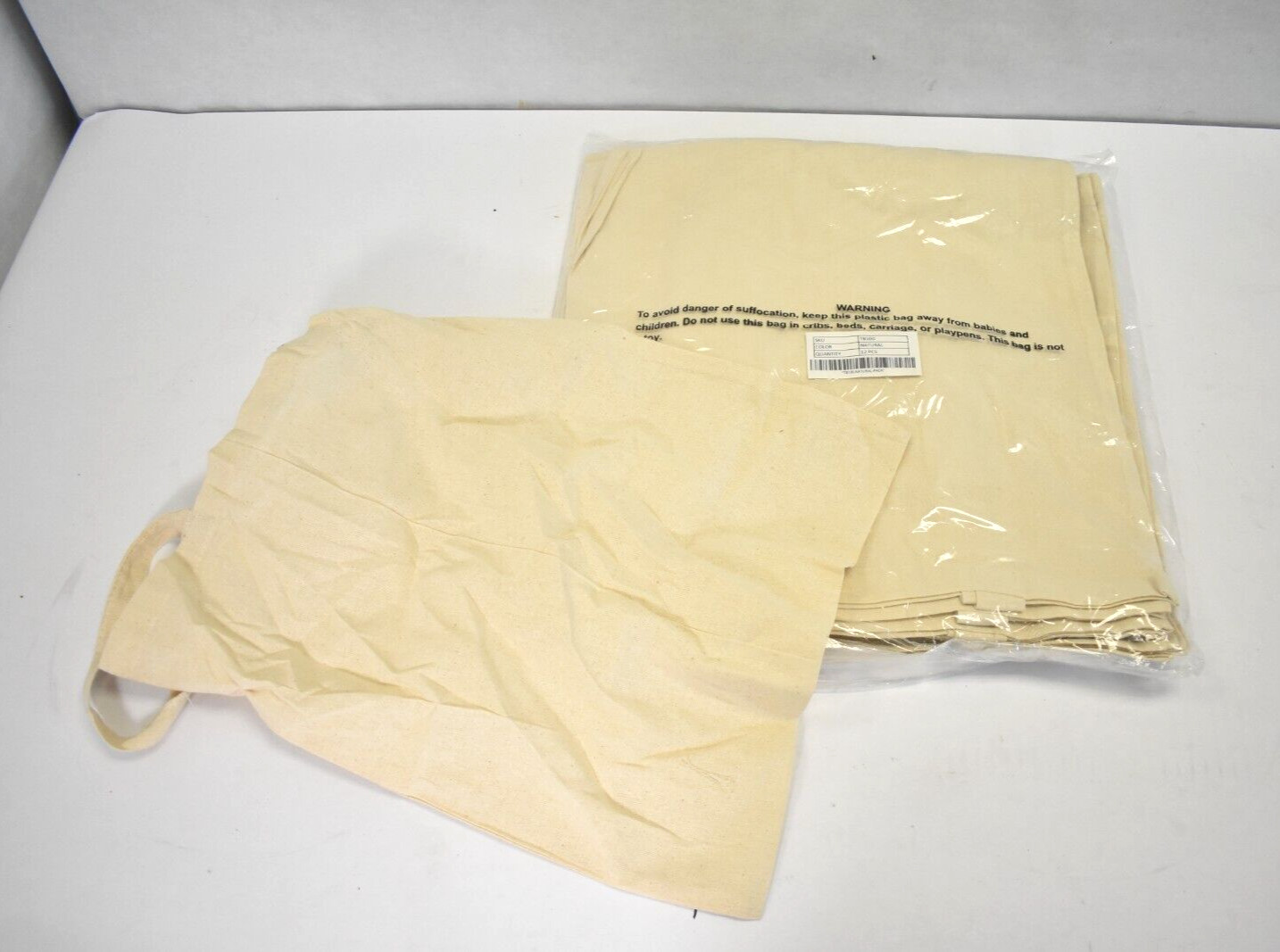 Lot of 13 Natural Canvas Tote Shopping Bags Grocery Carry Case 15-3/4″ x 14-1/2″