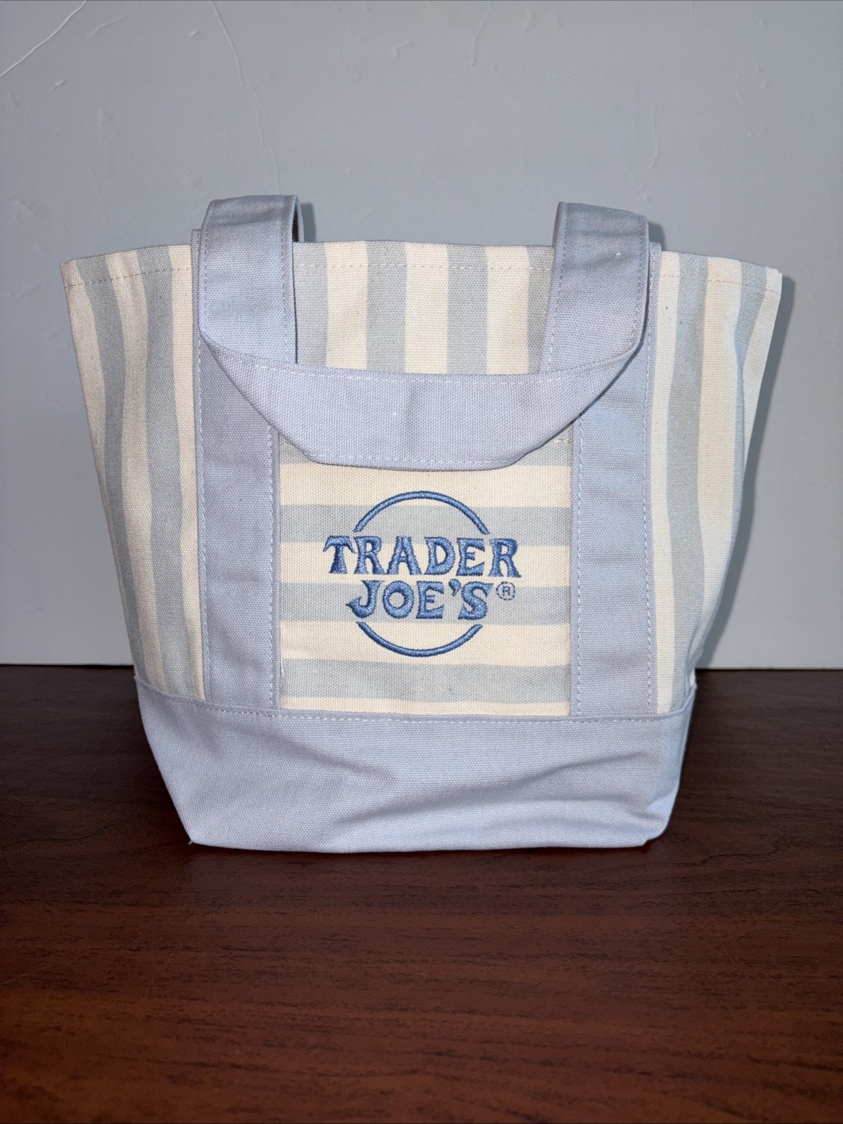 Trader Joe’s Striped Pastel Mini Tote Bags 2026 Edition Blue New