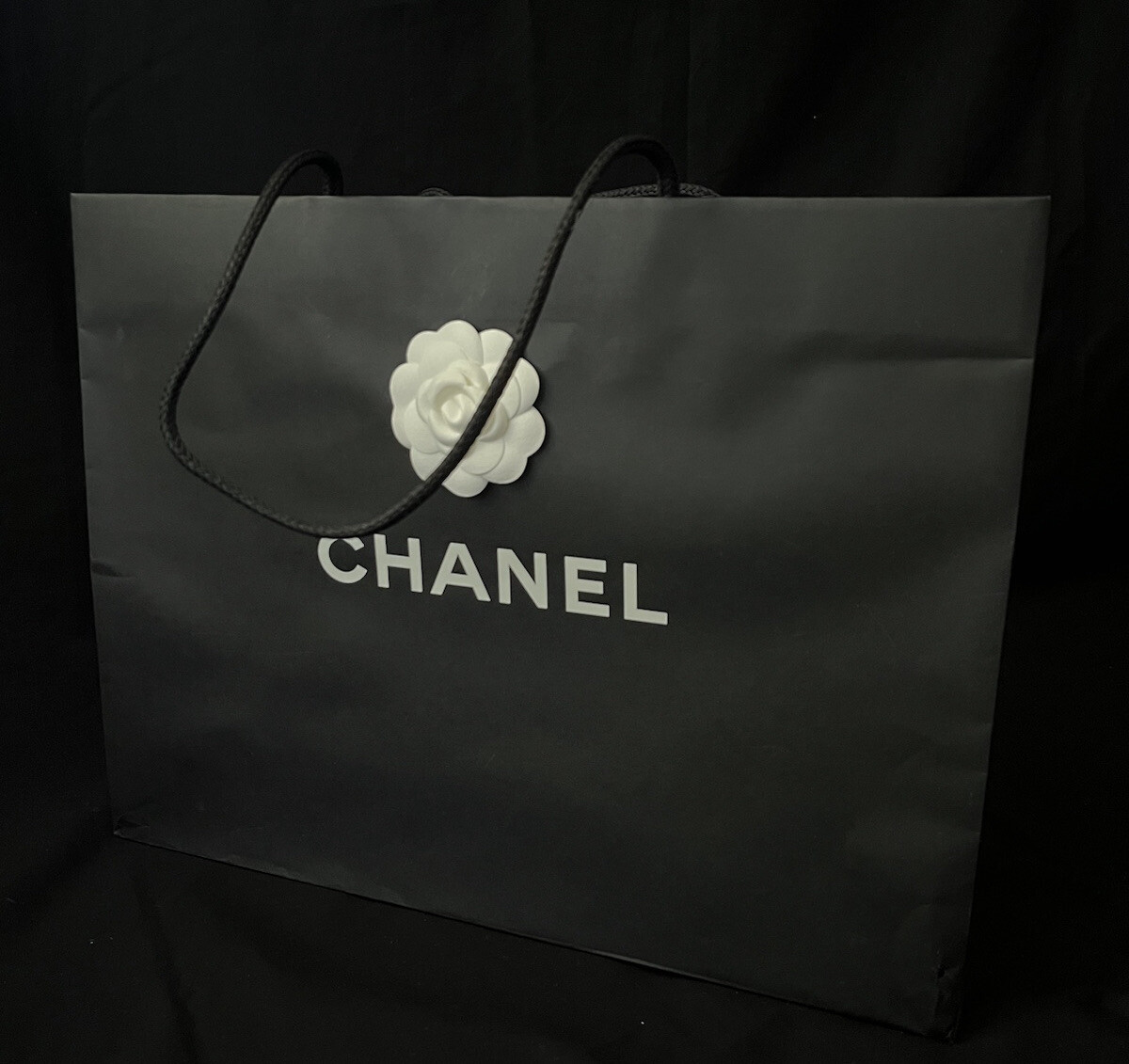 CHANEL Paper Reusable Shopping Bag Black 13″ x 17 ” x 6″