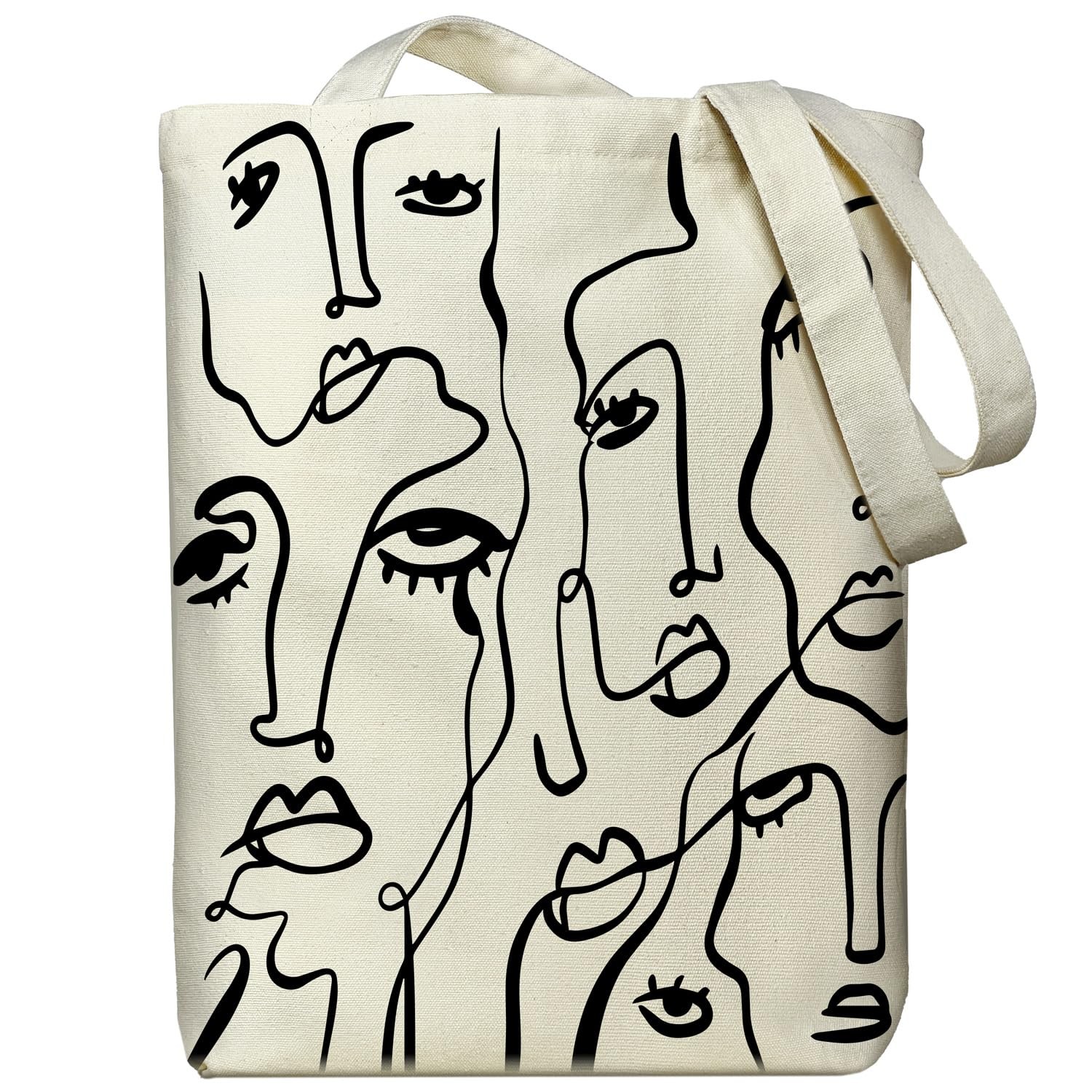 Canvas Tote Bag, Aesthetic Tote Bag Canvas Tote Bag with Zipper Pocket Handle…