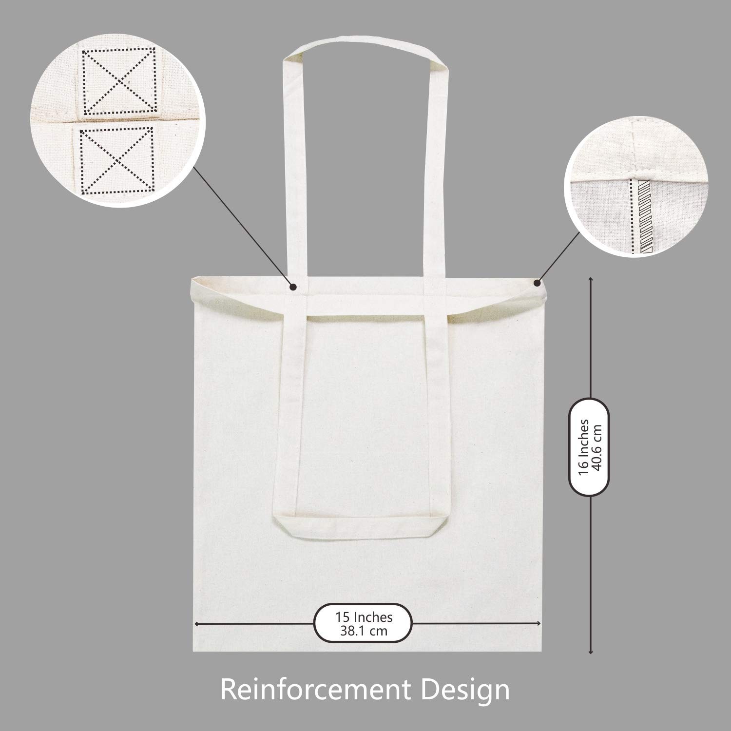 Cotton Tote Bags 192 Pack Lightweight Medium Reusable Grocery Shopping Cloth