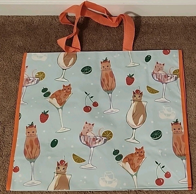 Marshalls – Fancy Cats As Fancy Drinks – Large Reusable Shopping Tote Eco Bag