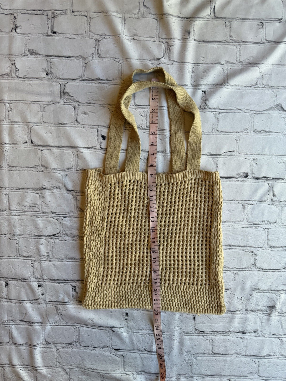 Unique Knit Shopping Tote Bag 13 X 13” Reusable Ivory Festival Boho Hippie