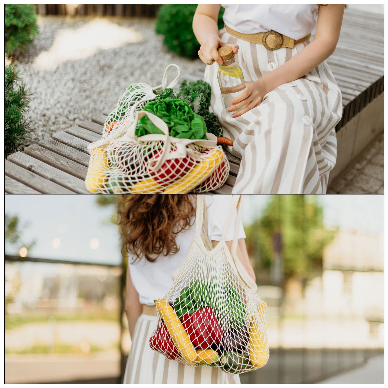 Cotton Mesh Bag 15″x13.8″ Mesh Net String Grocery Bags Dark Blue
