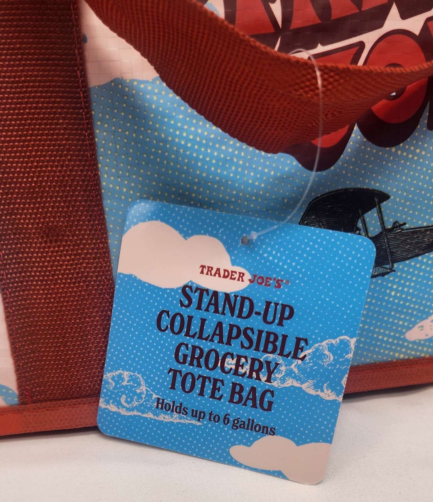 New Trader Joe’s Stand Up Collapsible Reusable Grocery Tote Shopping Bag NWT