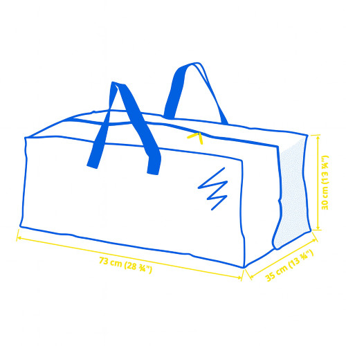 IKEA FRAKTA Blue Storage Bag – 20 Gallon, Reusable with Zipper & Dual Handles