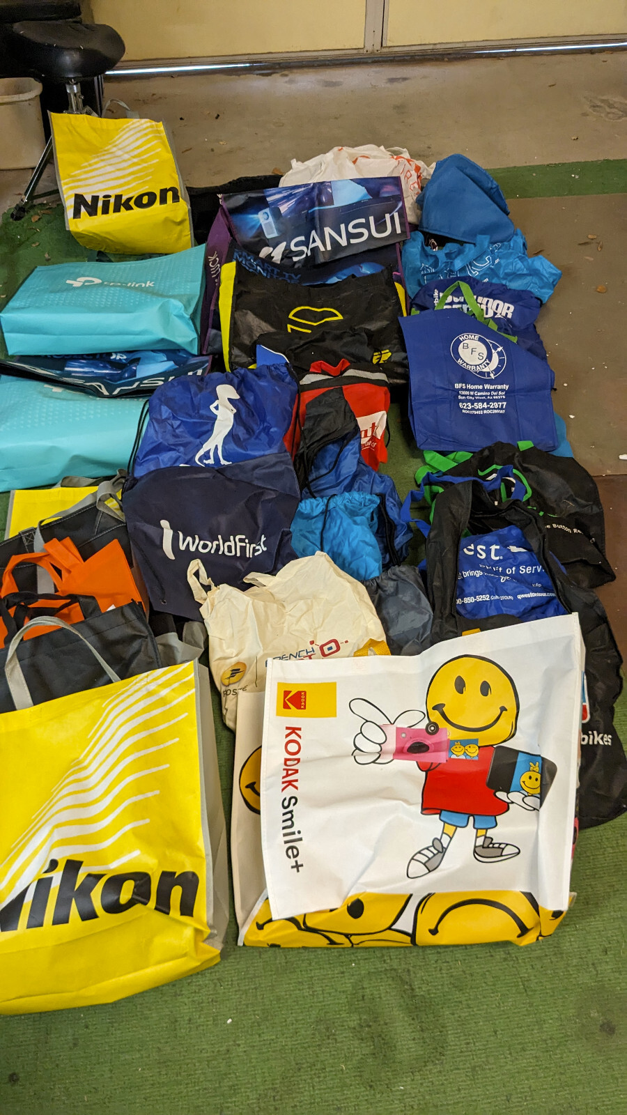 Humongous Lot of 65 Reusable shopping Tote Carry Bags