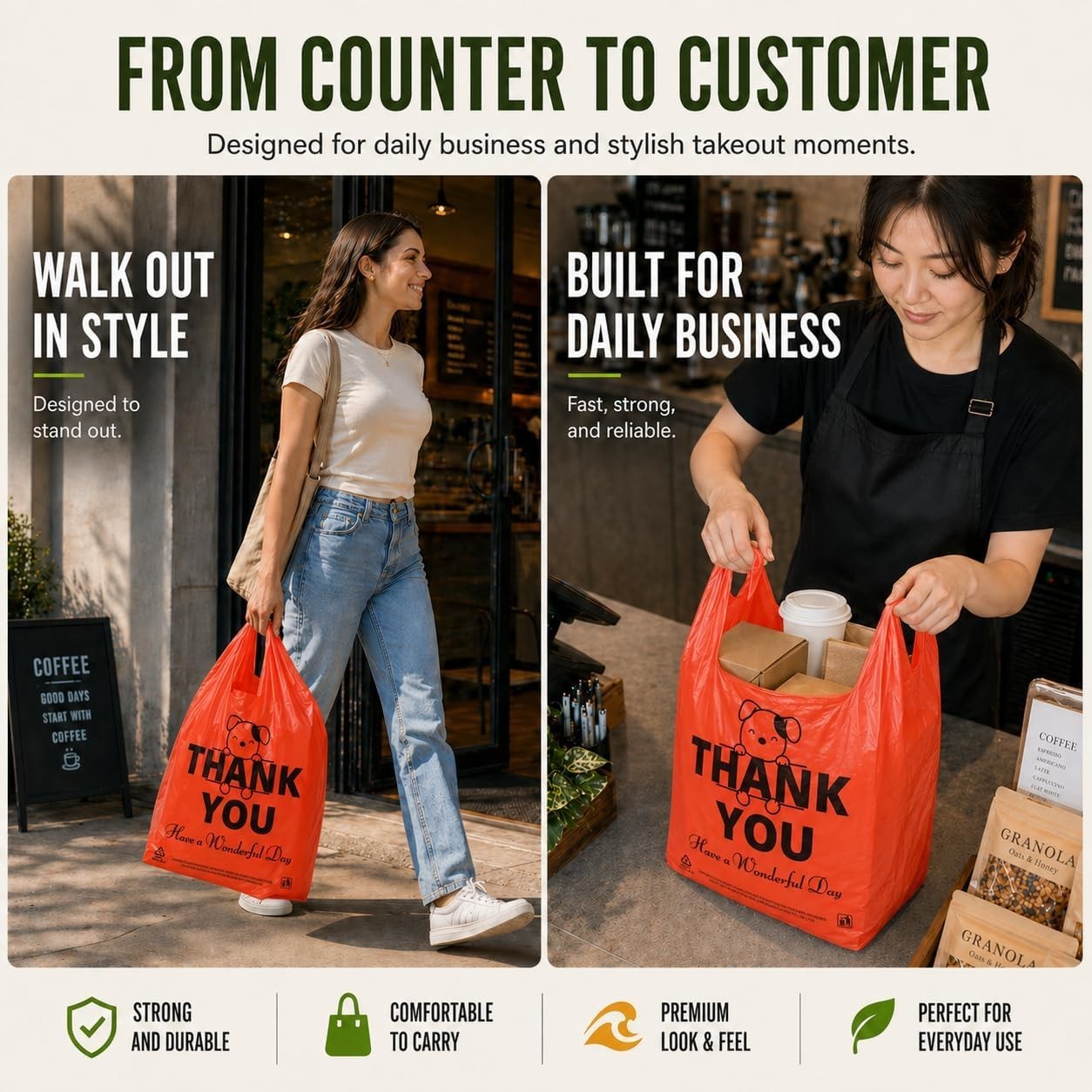 Durable Red Thank You Bags – Reusable & Disposable for Shopping Needs