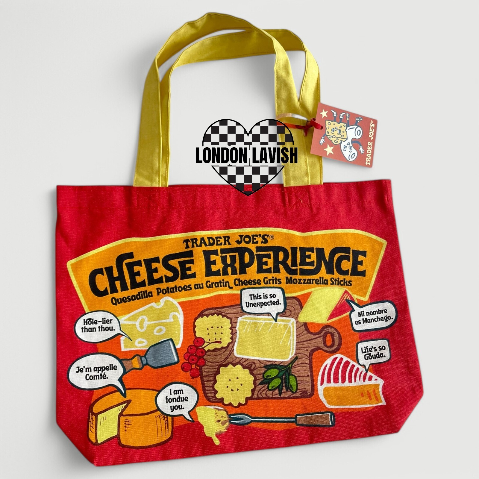 Trader Joe’s NWT 🧀 Cheese Experience 100% Cotton Cheese Bag FREE SHIPPING!