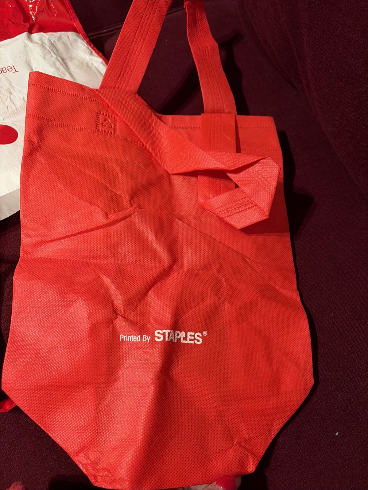2 Staples Teacher Appreciation Reusable Bags Shopping, Used Only A Few Times