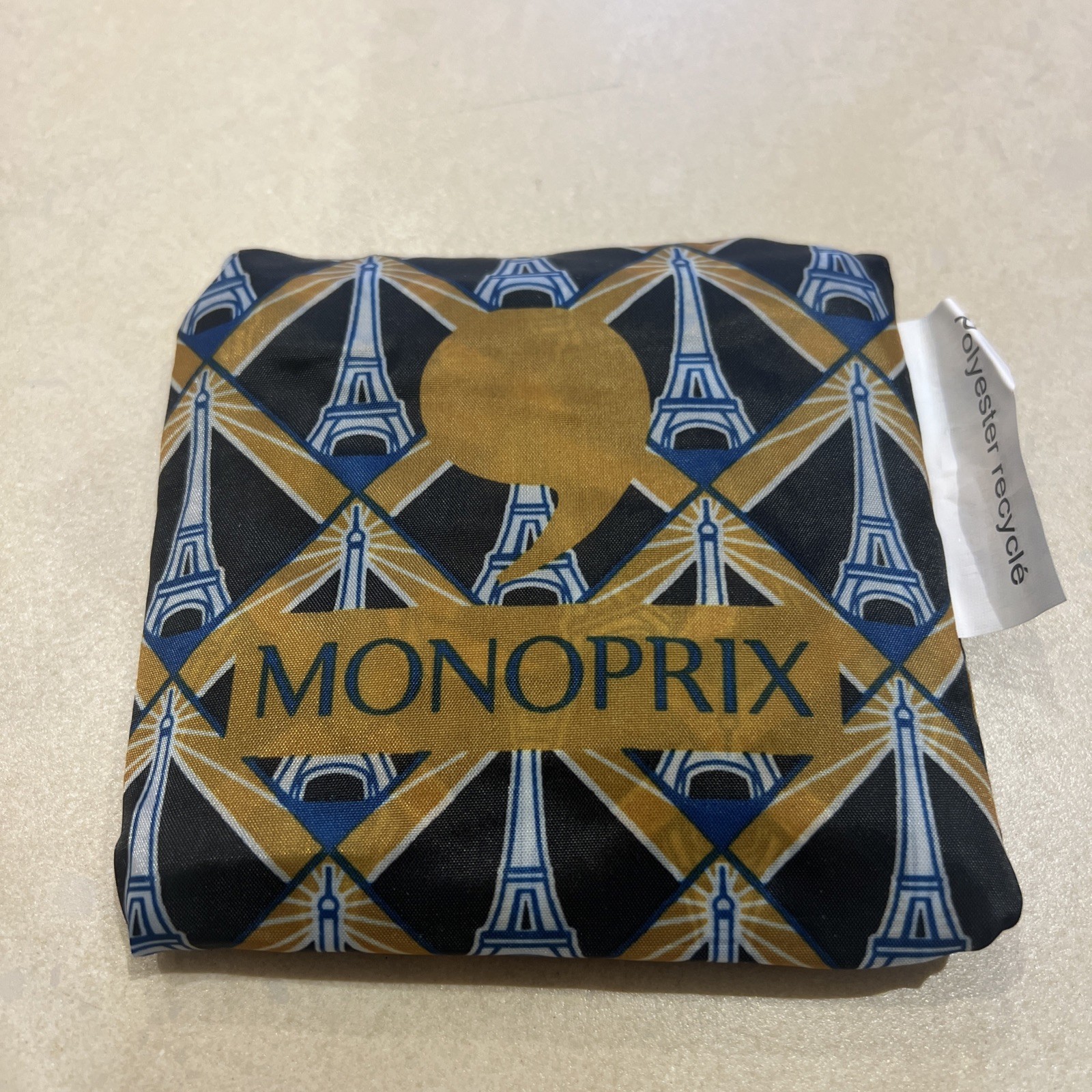 NEW Monoprix Eiffel Tower Paris France Reusable Bag Med Shopping Tote Souvenir