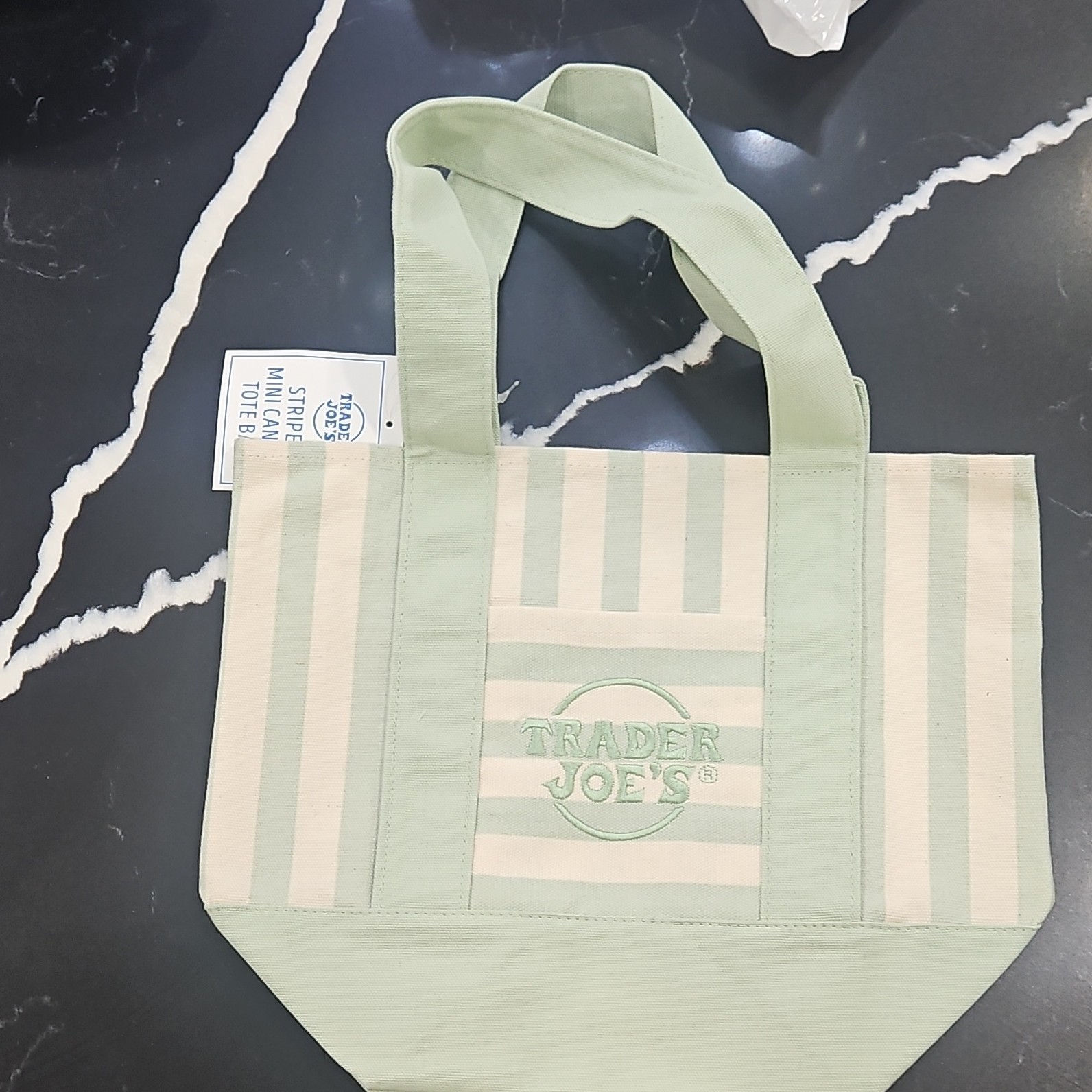 Trader, joe’s limited edition mini pastel striped canvas tote bag 2026 lot of 4