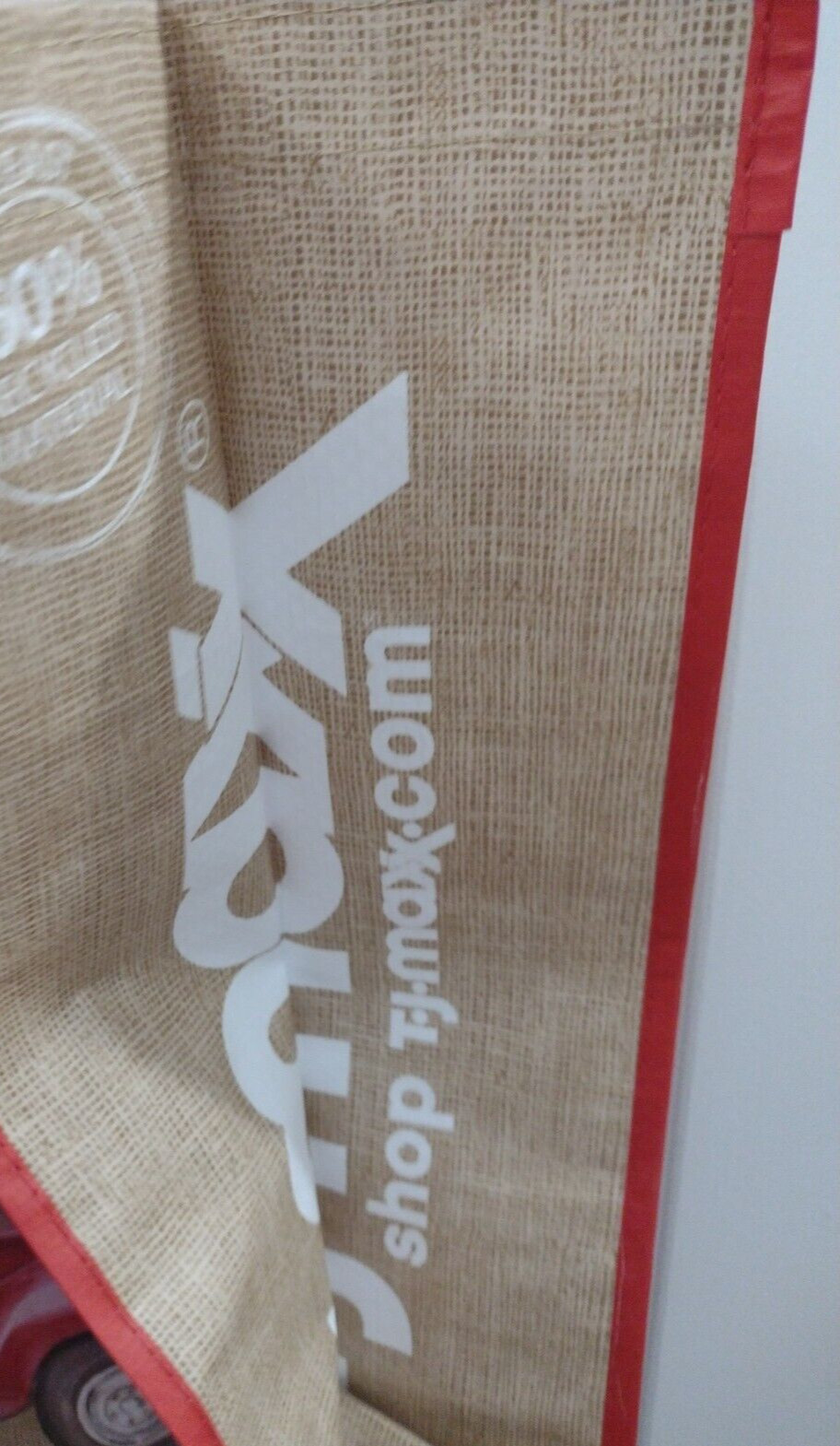 TJ Maxx Shopping Bag Merry Christmas Farm Fresh Trees Red Pick Up Truck Print