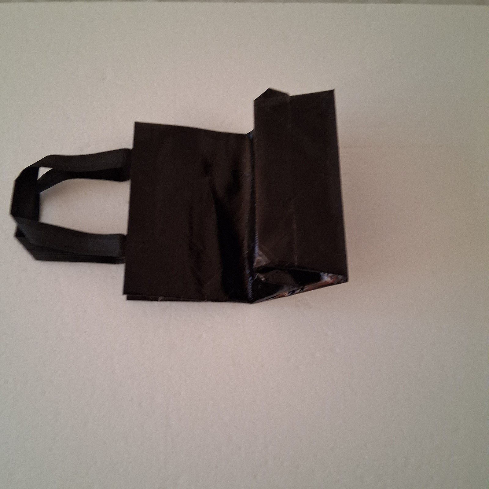 Glossy Black Reusable Tote Laminated Shopping / Gift Bag Chic Wet Look Gusseted