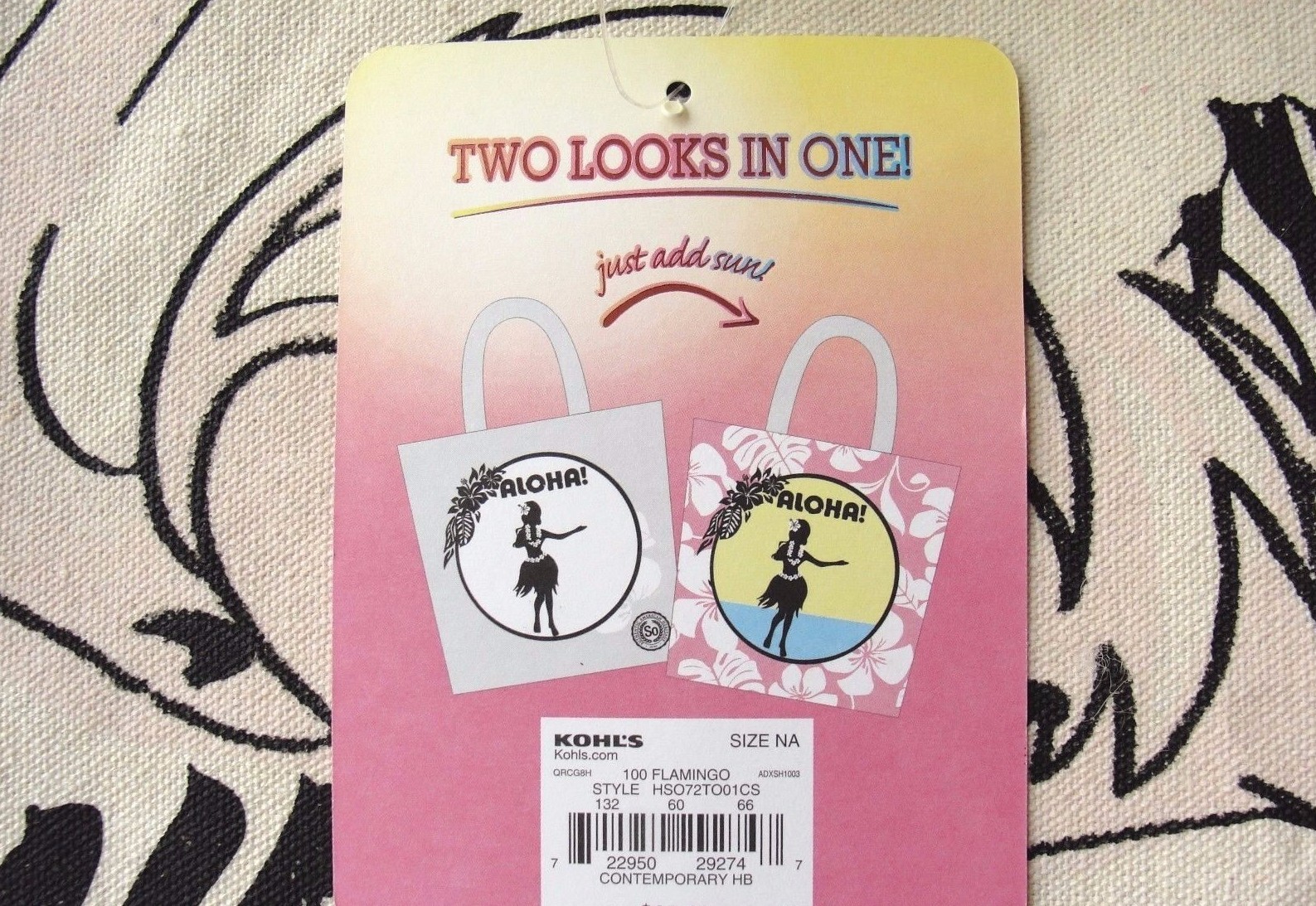 UV Color Change FLAMINGO Love 16.5″H x 16″W x5.5″D Tote Bag w/ Popsicle Keychain