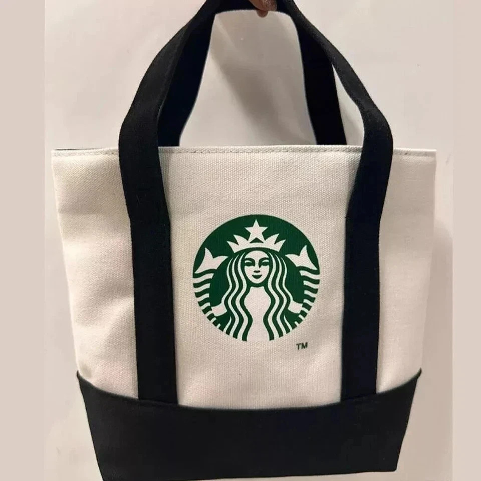 Starbucks Reusable Lunch Tote Bag Waterproof Nylon for Travel black
