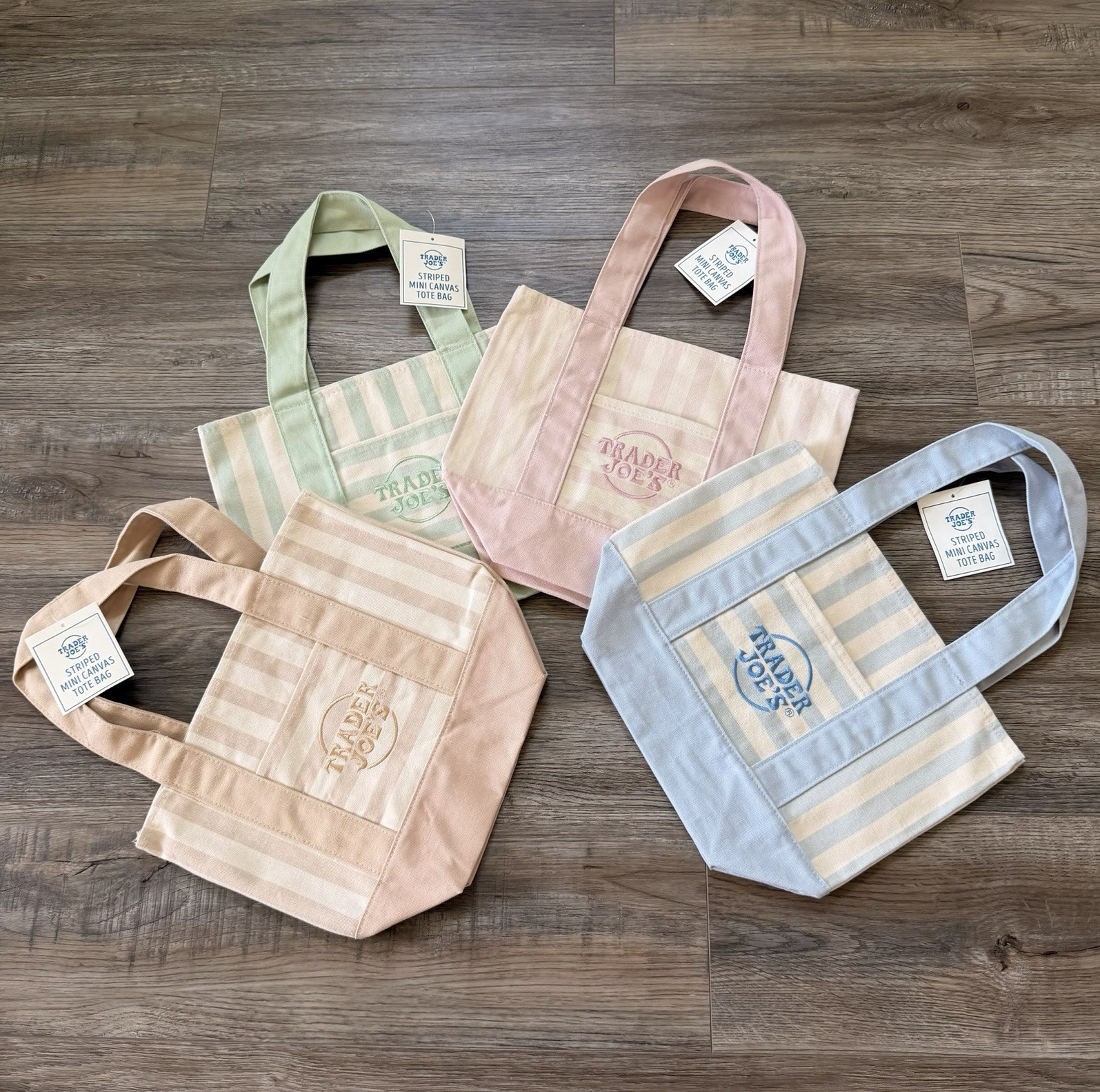 Trader Joe’s Striped Mini Canvas Tote Bag Small Cotton/Poly 13×10 Multicolor