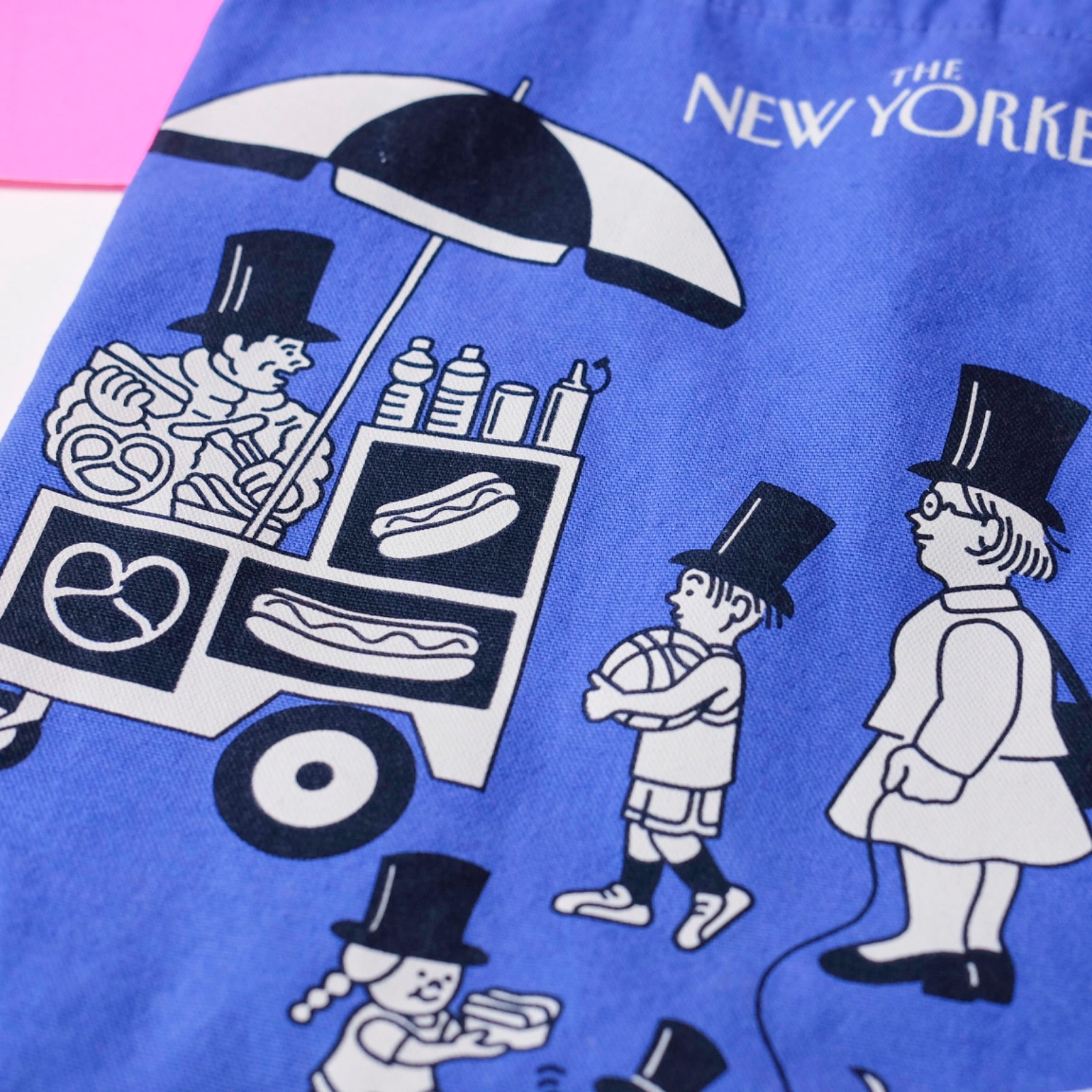 The New Yorker Tote Bag Lot of 2 Canvas Graphic Tomi Um Blue Beige