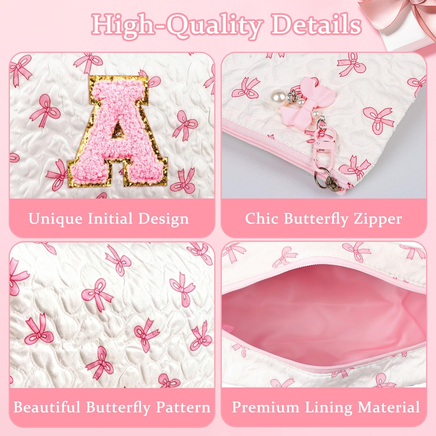 Initial Makeup Bag, Valentines Day Gifts for Women Teens Girls Birthday L