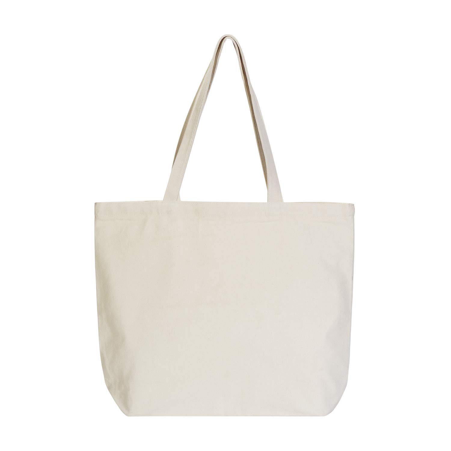 Large Canvas Tote Bag with Zipper, 19 x15 inch 12oz Natural Cotton Heavy DIY …