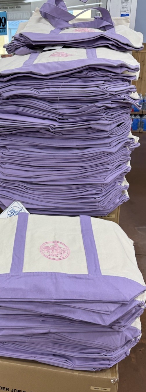 Trader Joes LARGE Lavender Purple Canvas Tote Bag 2026 Viral Drop Rare FAST SHIP